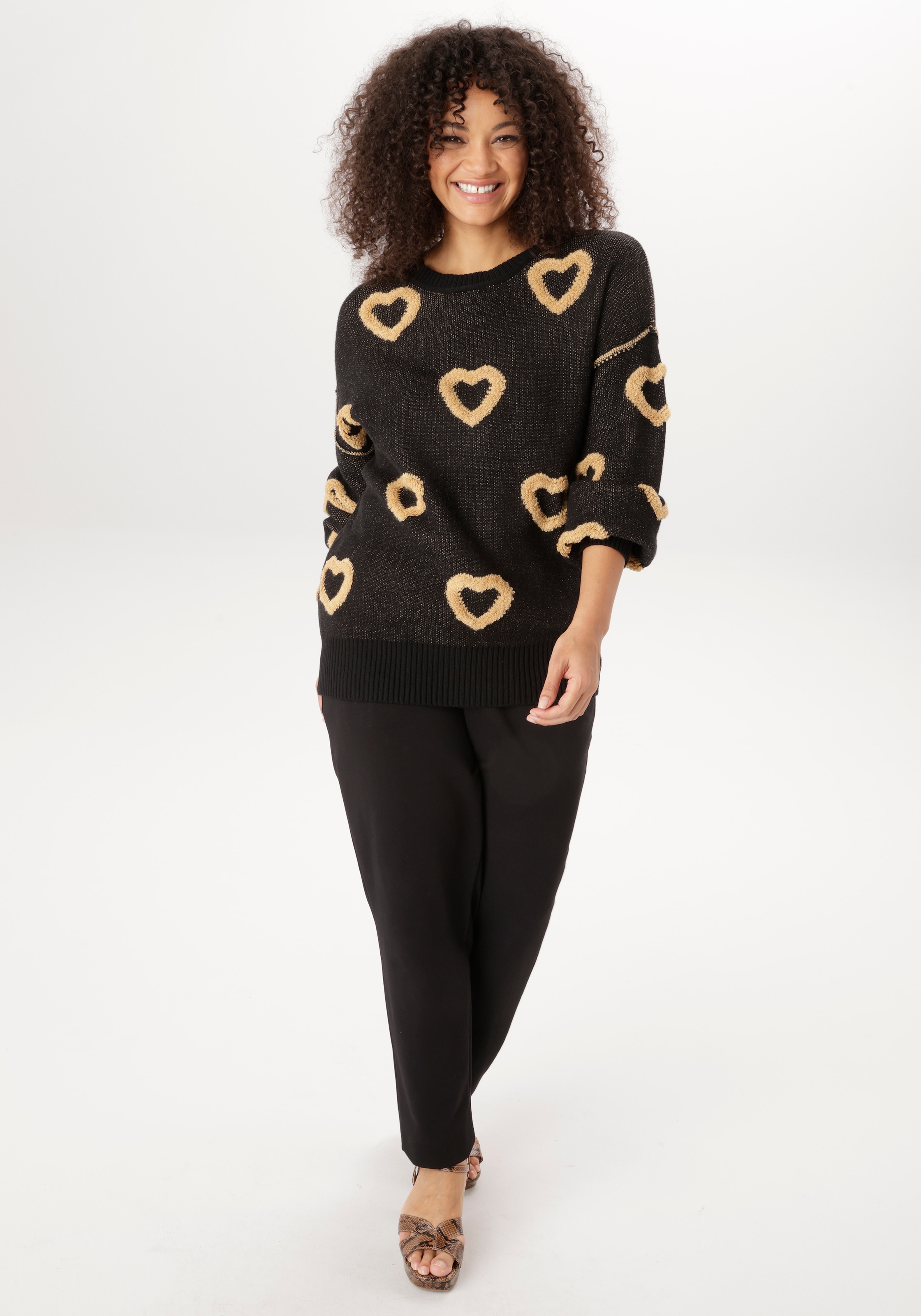 Aniston PLUS Strickpullover mit aufgestrickten Herzen - NEUE KOLLEKTION