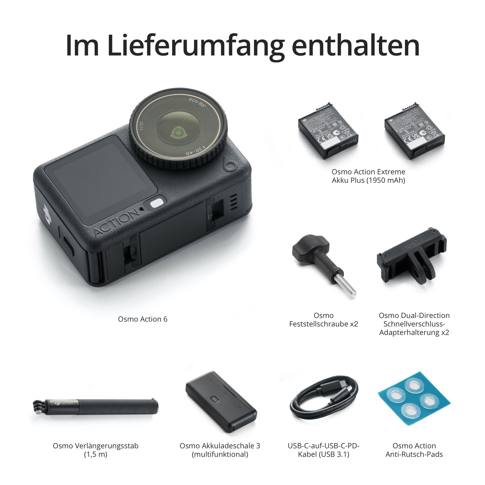 DJI Action Cam »Osmo Action 6 Adventure Combo« 8K Bluetooth