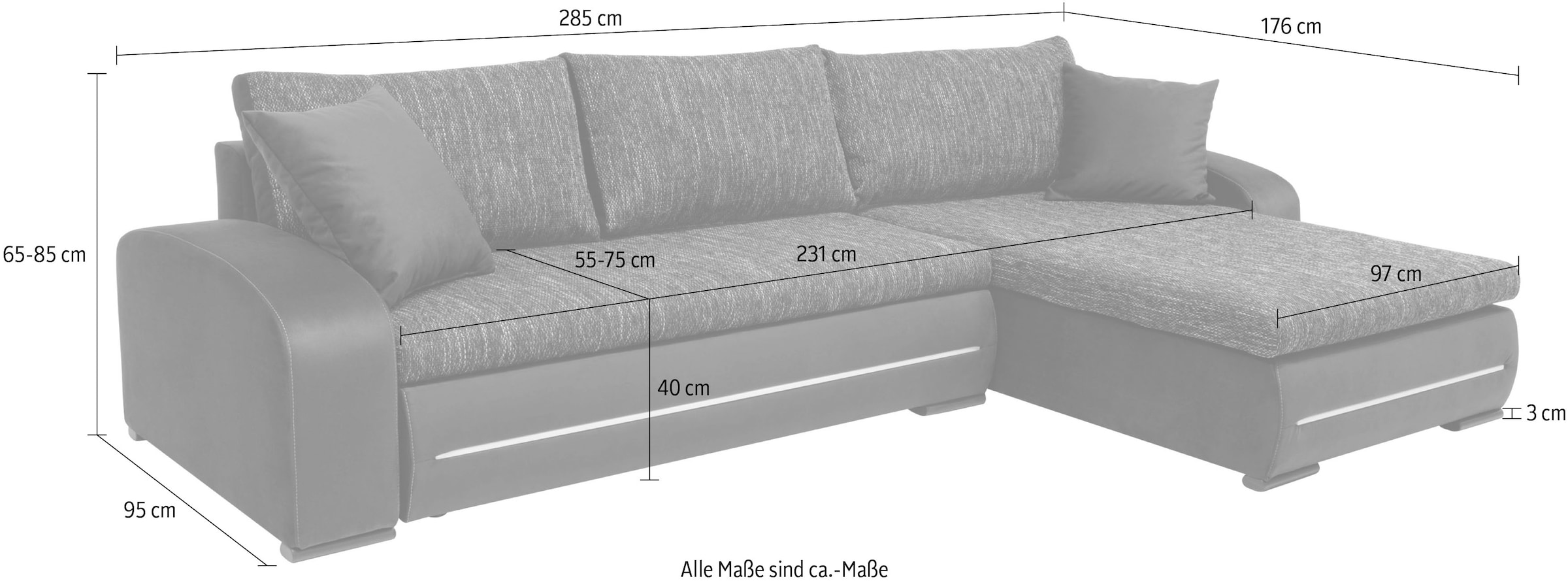 COLLECTION AB Ecksofa »30 Jahre Jubiläums-Modell Wind L-Form«, inkl. Schlaffunktion und Bettkasten, frei im Raum stellbar