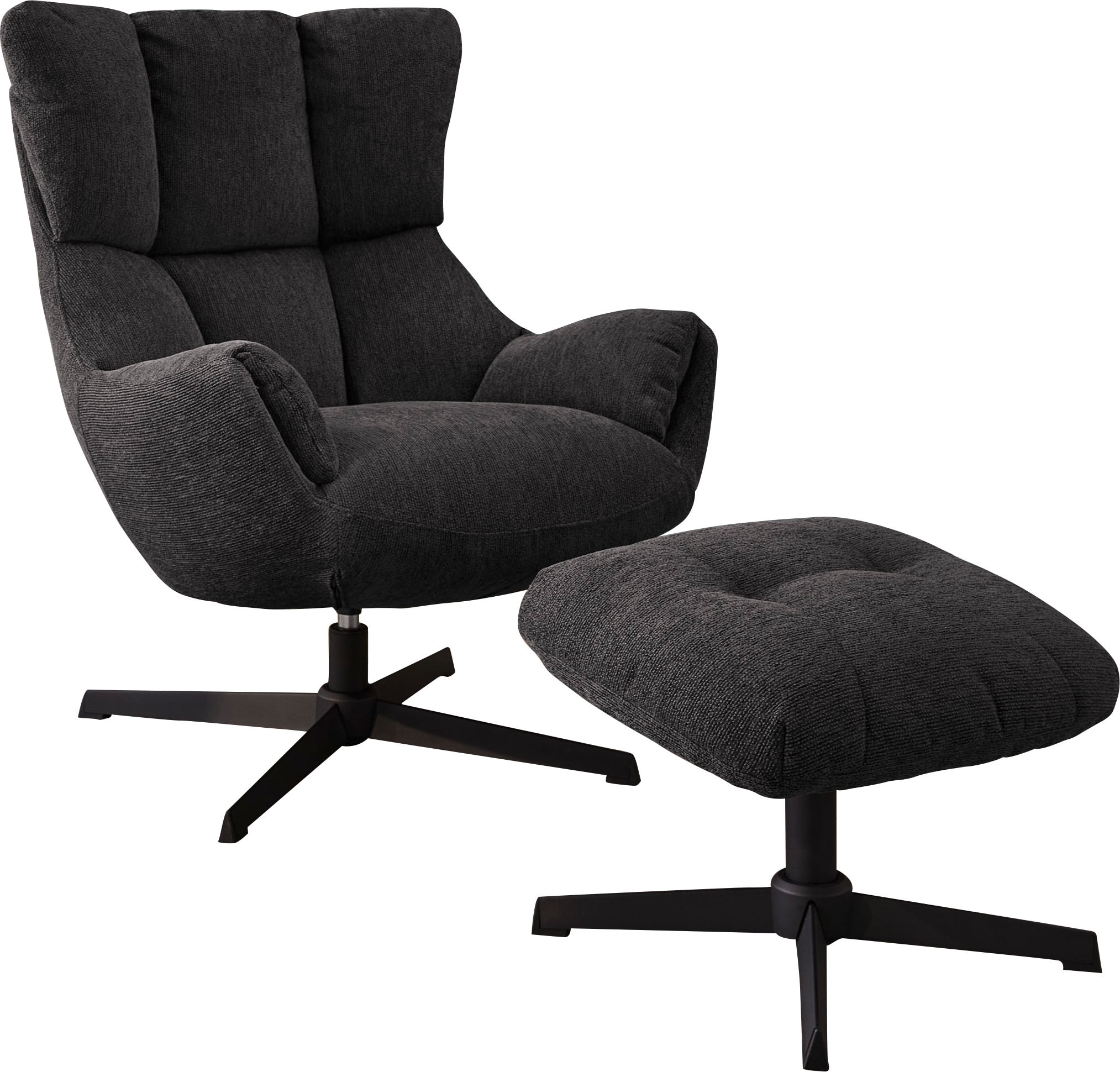 Jockenhöfer Gruppe Relaxsessel »Melania« inklusive Hocker, 360° Drehfunktion, kuscheliger Webstoff