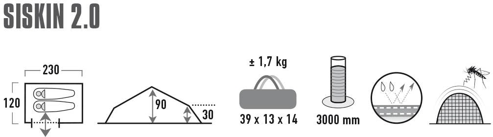 High Peak Einbogenzelt »Zelt Siskin 2.0«, 2 Personen, (mit Transporttasche)