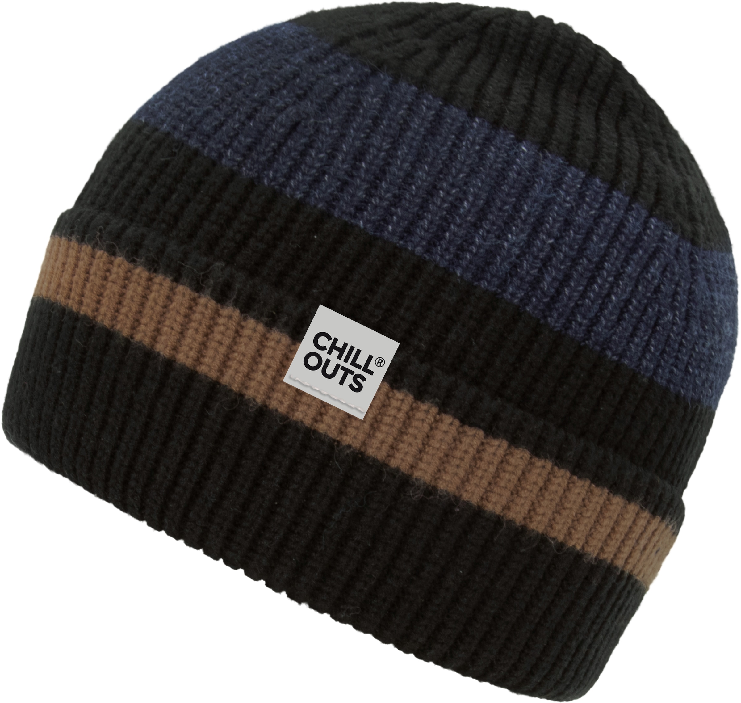 Chillouts Beanie »Bastian Hat« mit sportlichem Streifen-Design, Logo-Label in schwarz