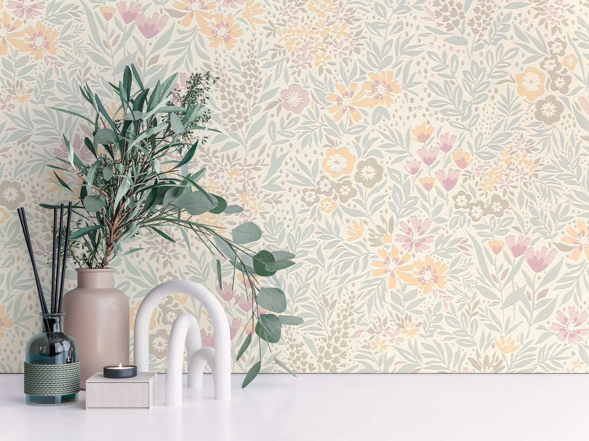 A.S. Création Vliestapete »Attractive 3 Florales Wiesenmuster« floral aufgeschäumt glänzend, fein strukturiert