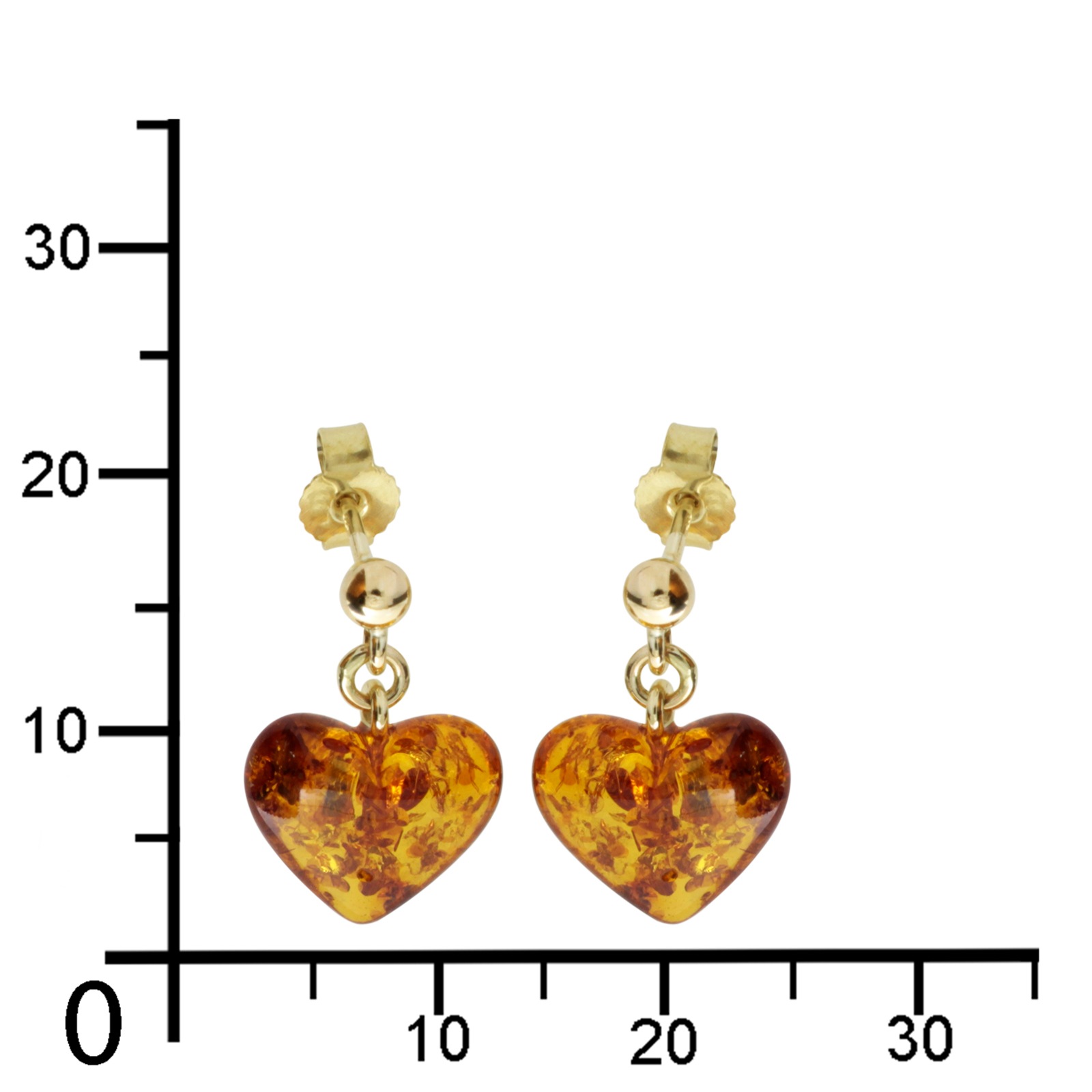 OSTSEE-SCHMUCK Paar Ohrhänger »- Herz 11 mm - Gold 333/000 - Bernstein«