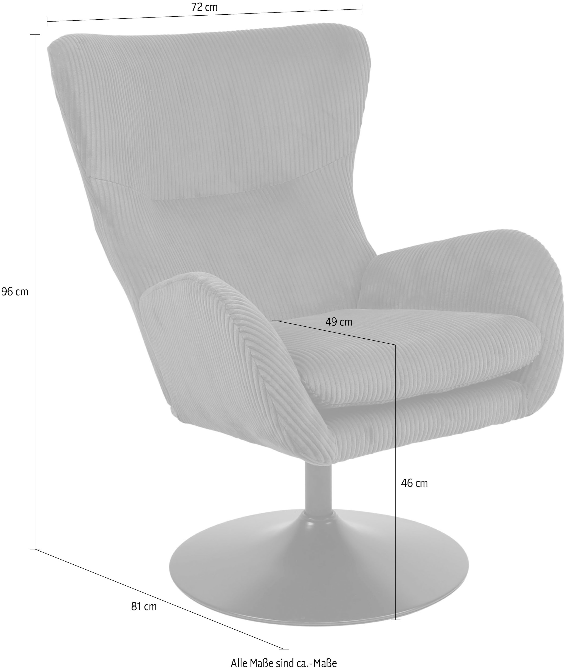 HELA Loungesessel »SAMOS«, (1 St.), Sessel;drehbar;Trompetengestell;Microfaser Breitcord;Armlehnen