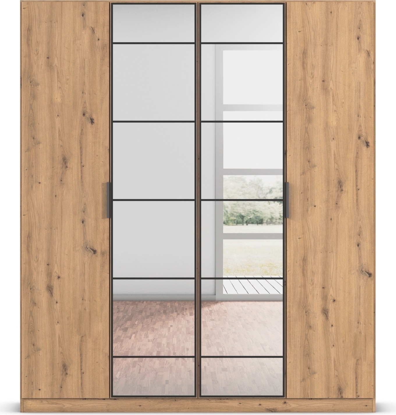 rauch Drehtürenschrank »Kleiderschrank Schrank Garderobe Schlafzimmerschrank ACERO«, (Breiten 181/226/271 cm, Höhe 210 cm), Mitteltüren mit Spiegel in moderner Loft-Optik MADE IN GERMANY
