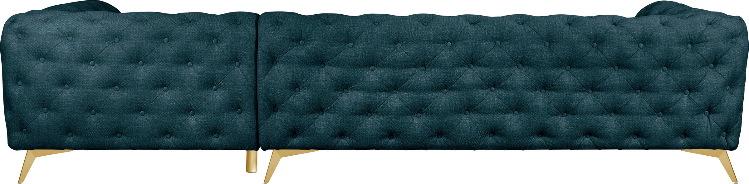 Leonique Chesterfield-Sofa »Ecksofa GLYNIS L-Form mit Wellenunterfederung, Maße B/T/H 323/264/75cm«, aufwändige Knopfheftung, moderne Chesterfield Optik, Fußfarbe wählbar