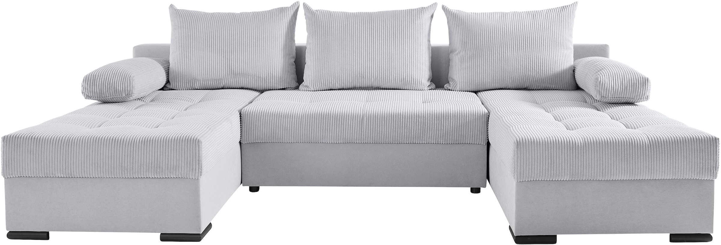 COLLECTION AB Wohnlandschaft »Josy, U-Form, Schlafsofa mit Bettkasten«, (Cord-/Mix), flexible Recamiere, Breite: 269cm, inklusive Rückenkissen, Cord/Mix