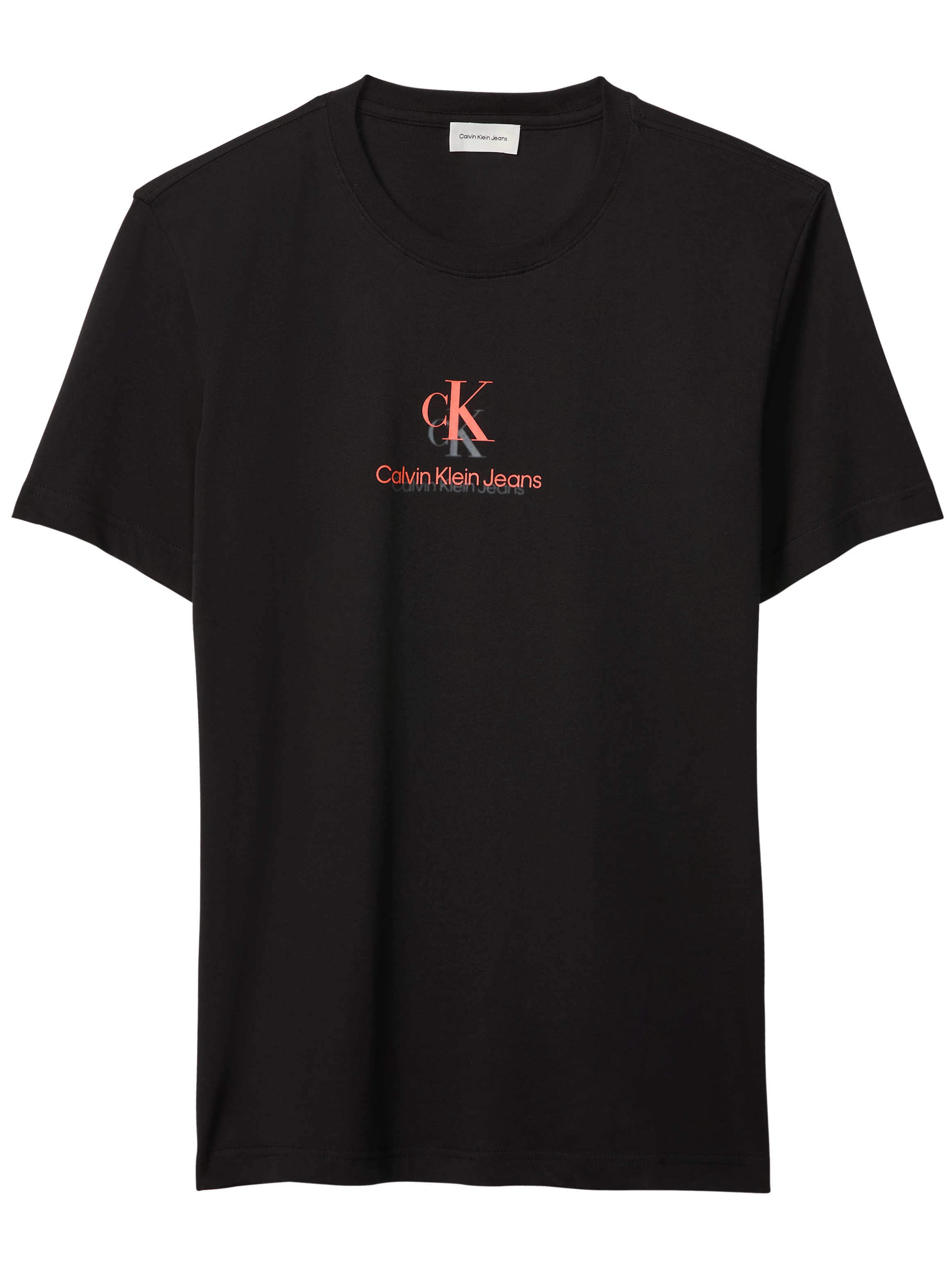 Calvin Klein Jeans T-Shirt Rundhalsausschnitt, Regular Fit, 2-farbiger Logoschriftzug