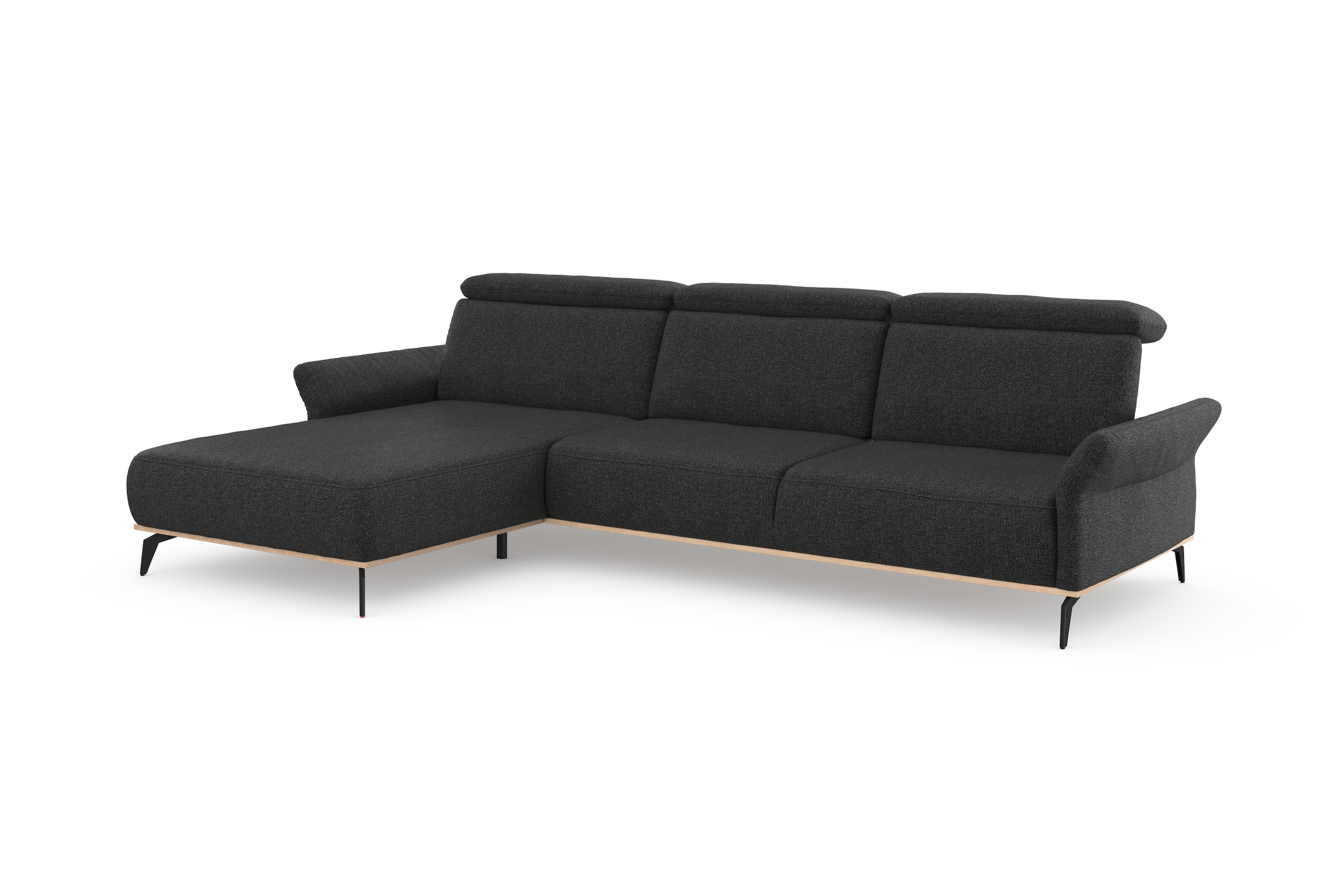 Places of Style Ecksofa »Fjord L-Form«, massiv, wahlweise mit Armlehnfunktion, Kopf- Sitztiefenverstellung