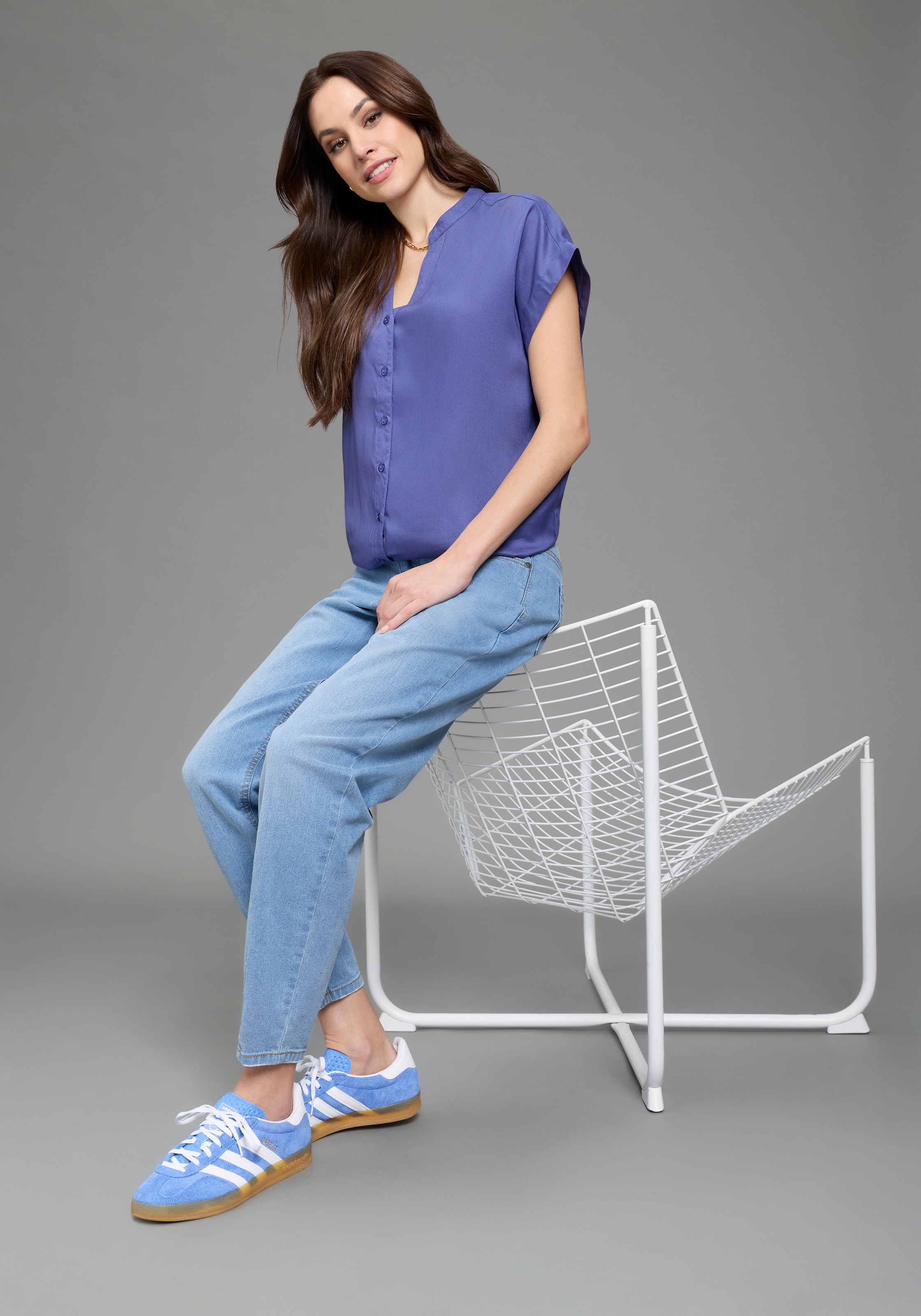 Boysen's Hemdbluse im Oversized-Style mit Ballonsaum