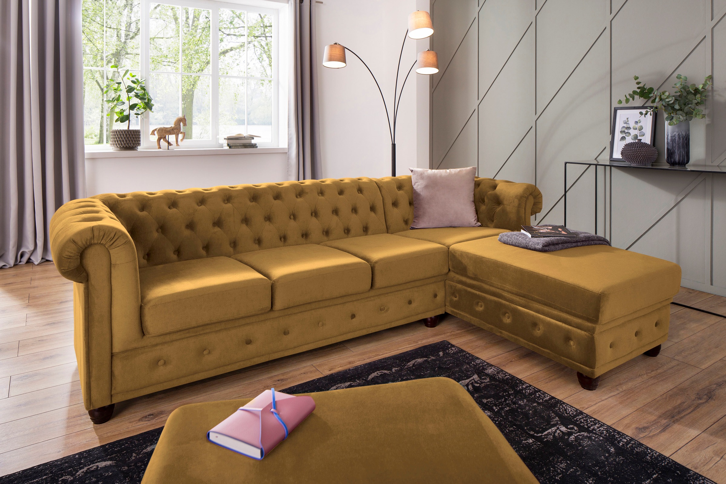 Home affaire Polsterhocker »New Castle«, passend zur "New Castle"-Serie, B/T/H: 75/70/45 cm
