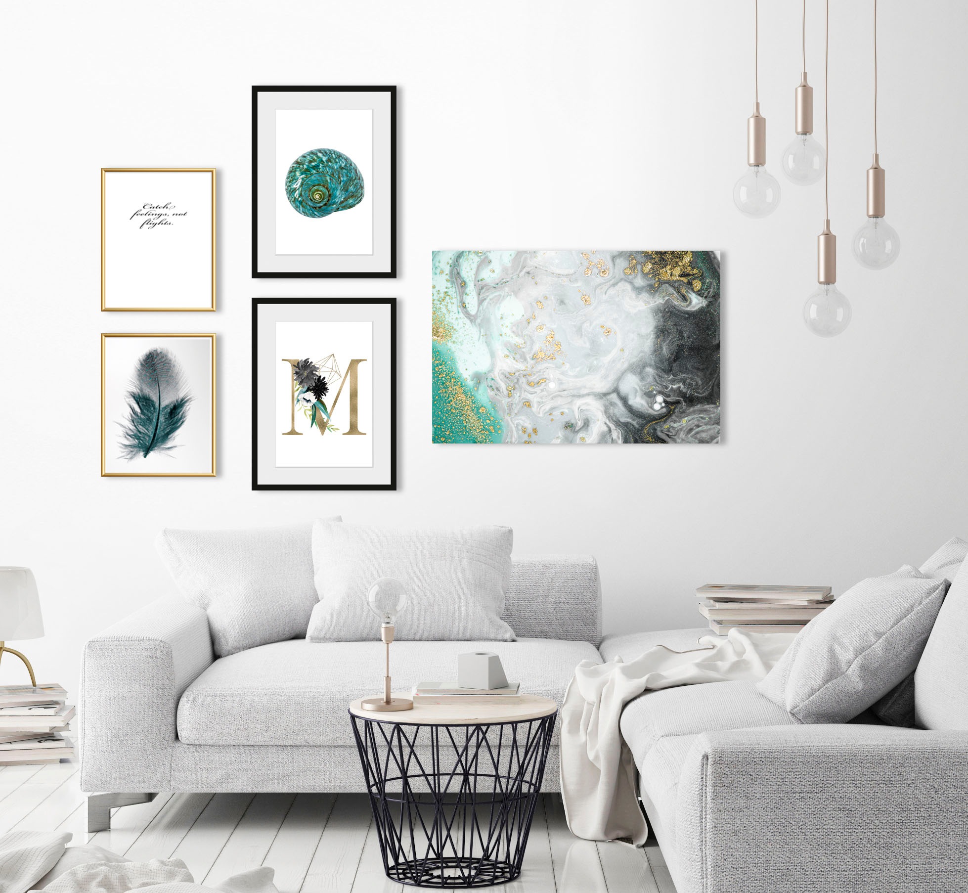 queence Bild »M«, M-Buchstaben-Pflanzen-Pflanzenbilder, (1 St.), HD Premium Poster-Druck inkl. Holzrahmen