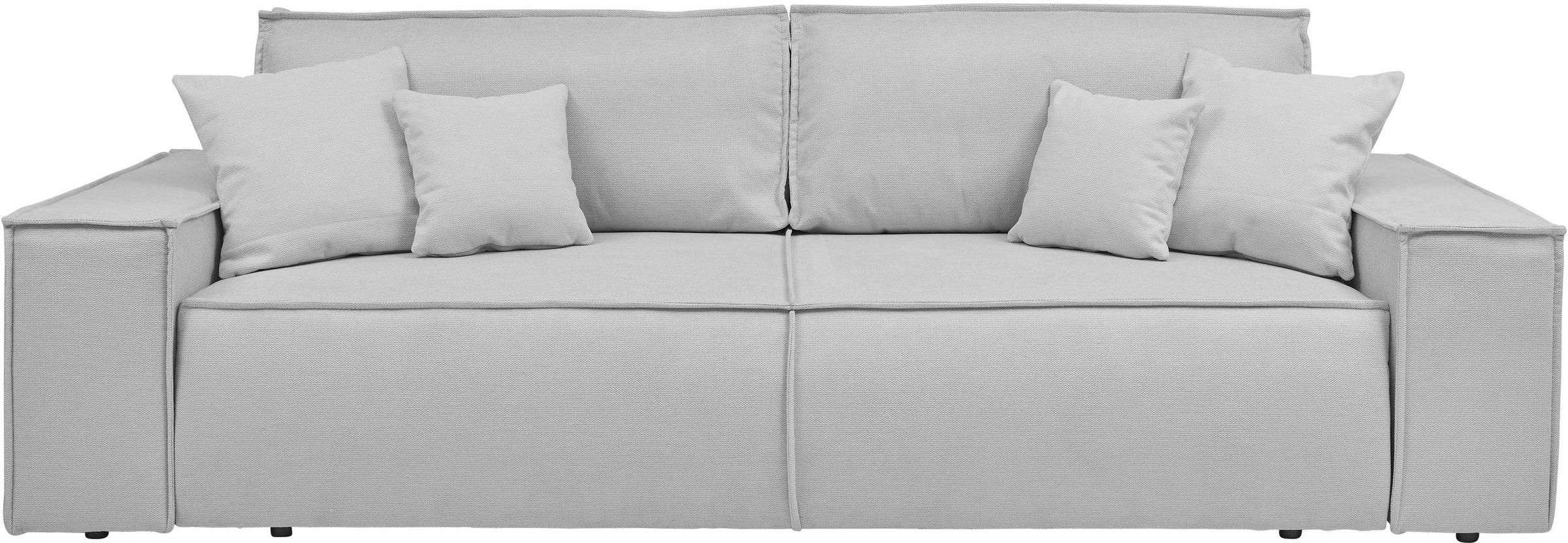 andas 3-Sitzer »FINNLEY Schlafsofa 257 cm, Schlaffunktion mit Bettkasten (200/136cm)«, in Aqua Clean-Bouclé, Struktur fein u. Cord