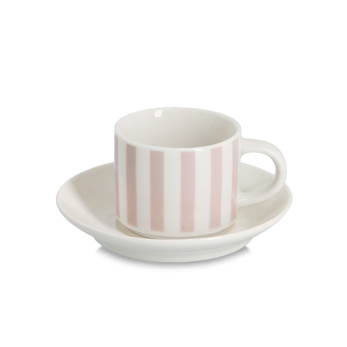 Zeller Present Espressotasse »Espresso-Set "Stripes"« 8-tlg., Porzellan, beige/weiß, ca. Tasse:Ø6x5, Untersetzer:Ø11,8 cm