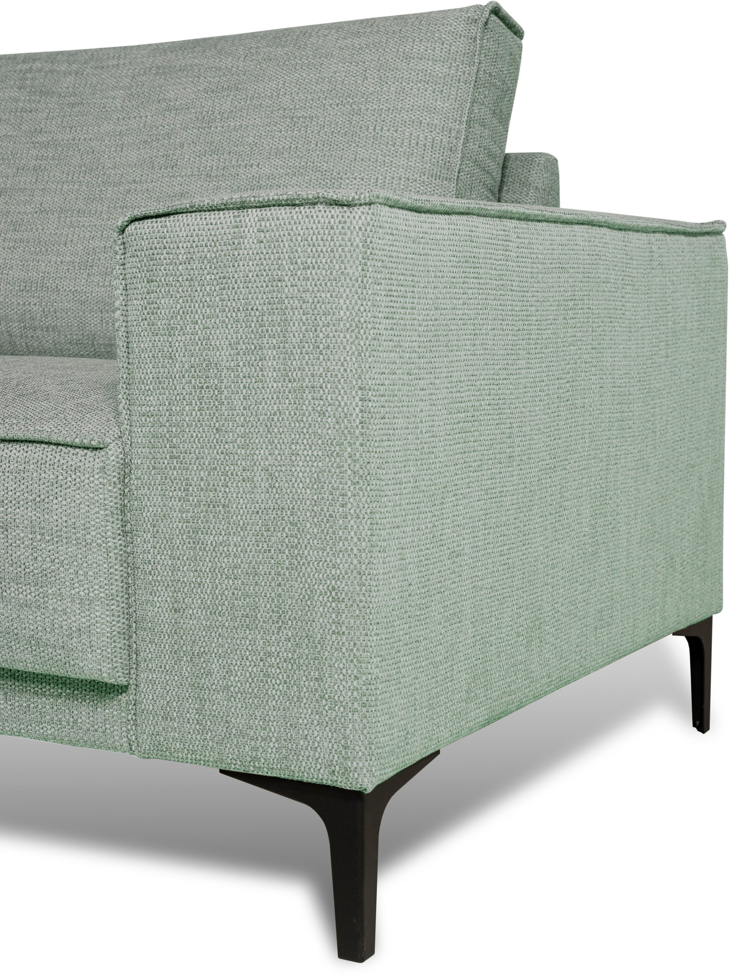 Places of Style Ecksofa »Polsterecke Oland, Struktur, Flachgewebe, Luxus-Microfaser, Boucle«, L-Form, 280 cm, Wellenunterfederung, Skandi-Design, Metallfüße