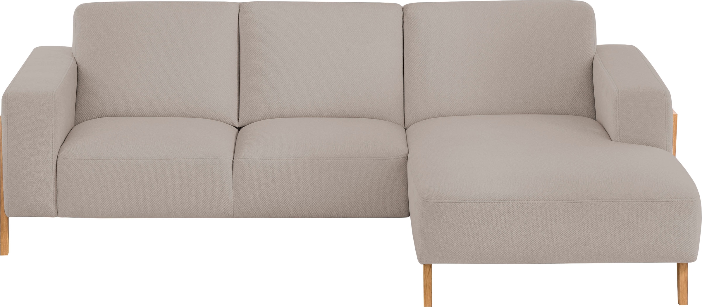 exxpo - sofa fashion Ecksofa »Starr, modern und klassisches Design, hochwertige Verarbeitung, bequem« L-Form, wahlw. elektrische Sitztiefenverstellung, Massivholzfüße