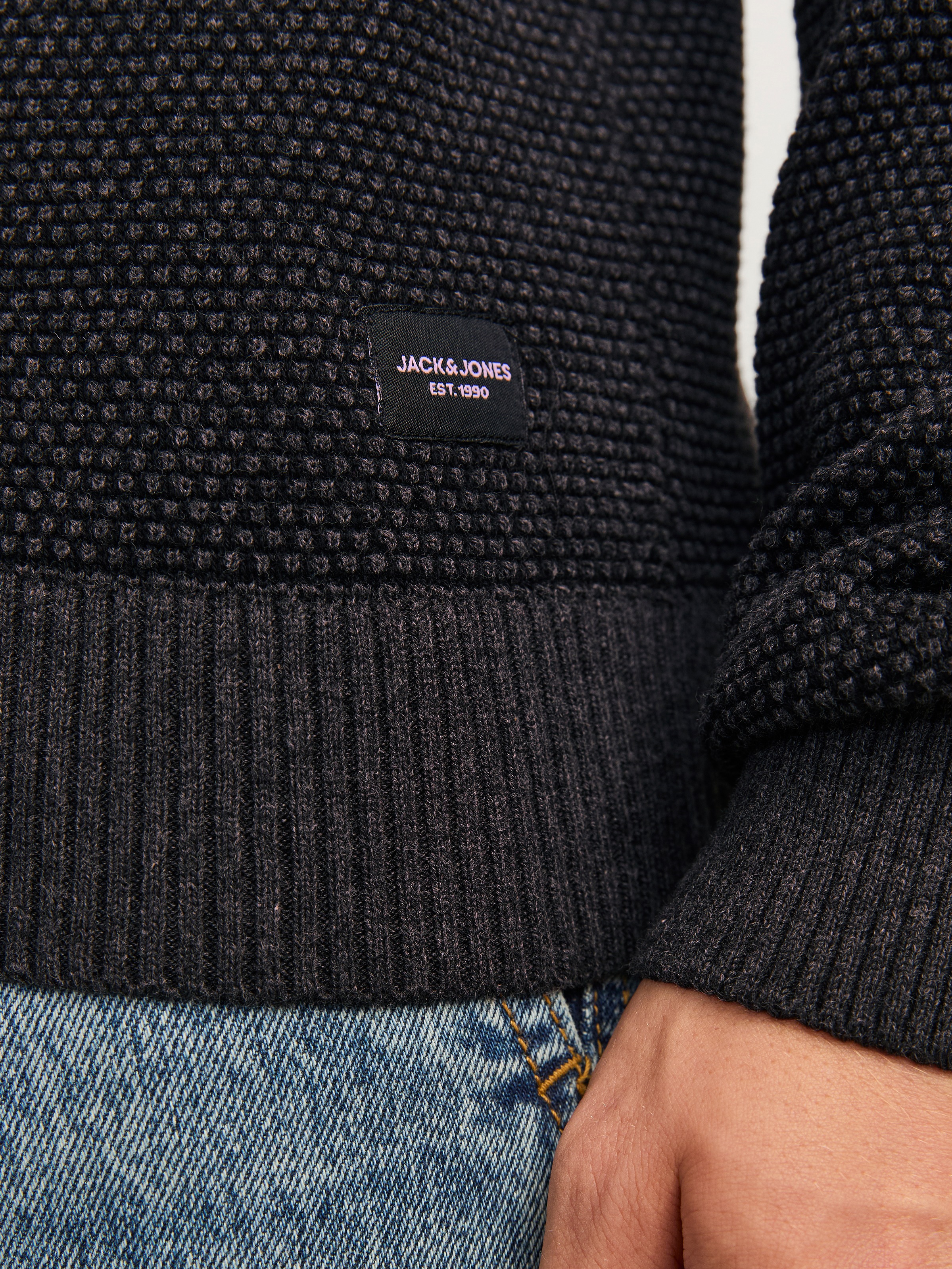 Jack & Jones Rundhalspullover »JJEGLOBE KNIT CREW NECK NOOS«, in Strick Optik