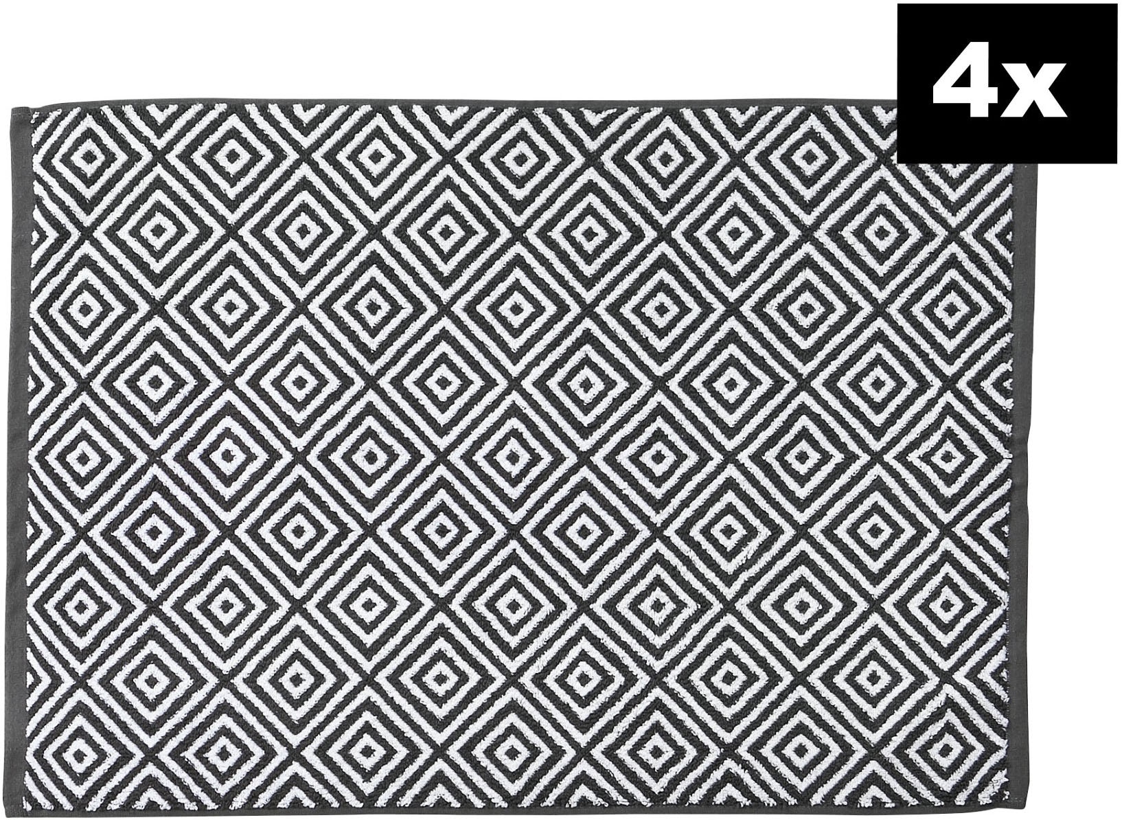 done.® Badematte »DAILY SHAPES Diamond 4er-Set« Höhe 5 mm fußbodenheizungsgeeignet Badvorleger aus 100% Baumwolle, Jacquardgewebt