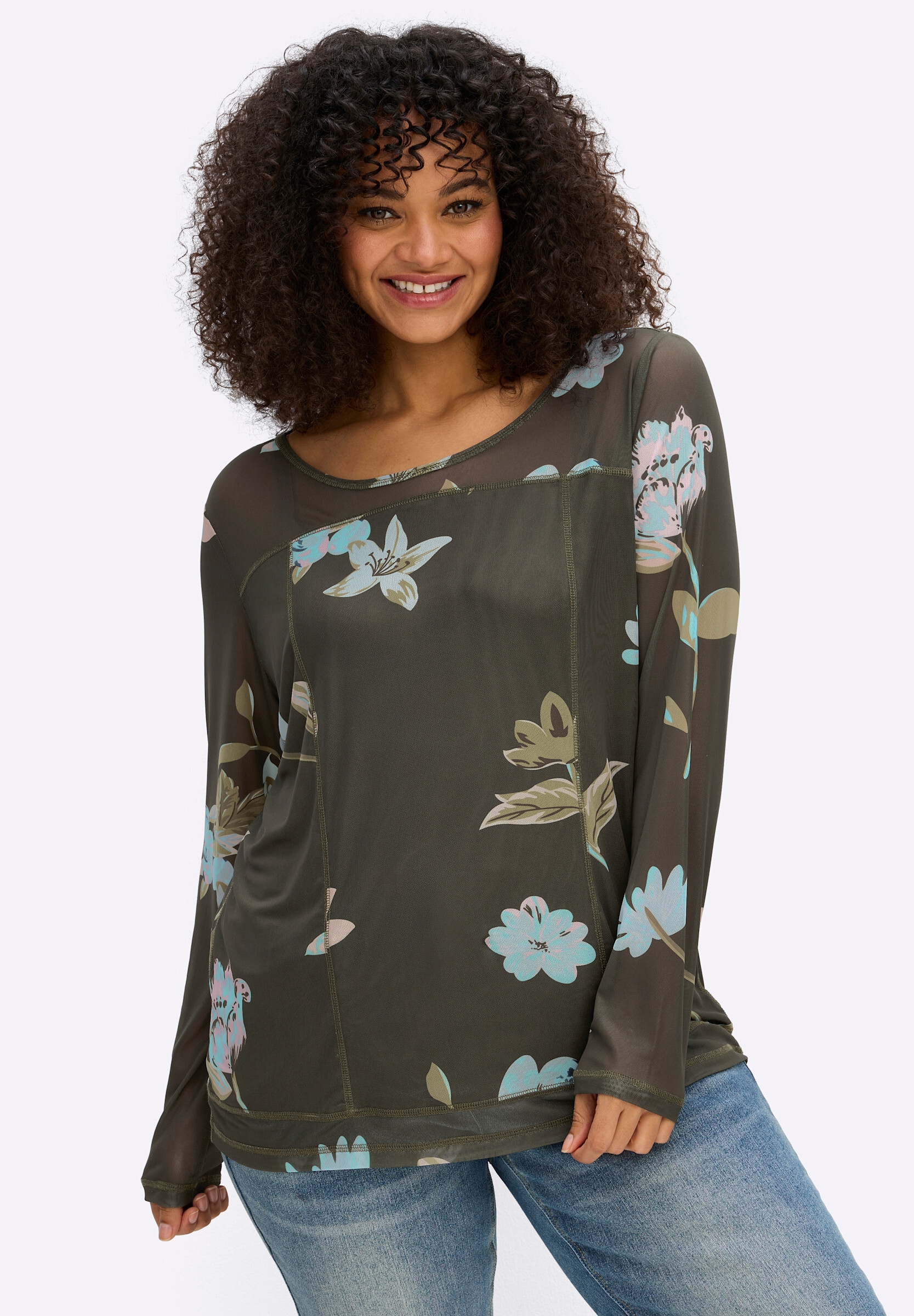 sheego by Joe Browns T-Shirt »Langarm-Shirt Langarmshirt mit Blumendruck«