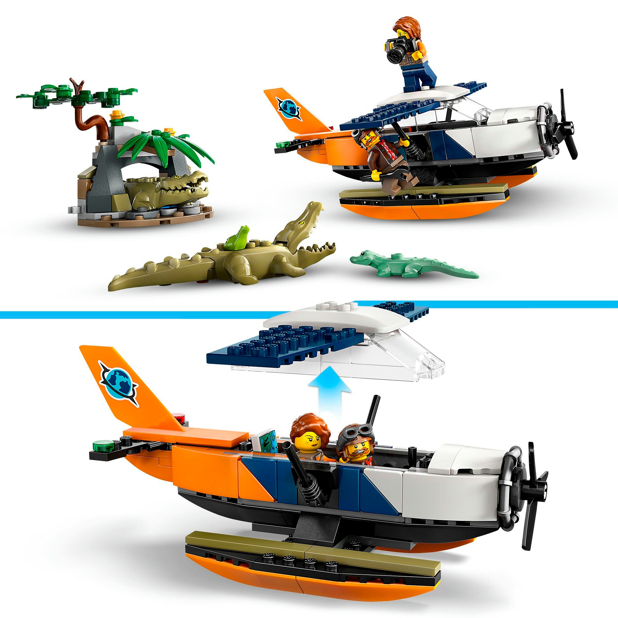 LEGO® Konstruktionsspielsteine »Dschungelforscher-Wasserflugzeug (60425), LEGO City«, (177 St.), Made in Europe