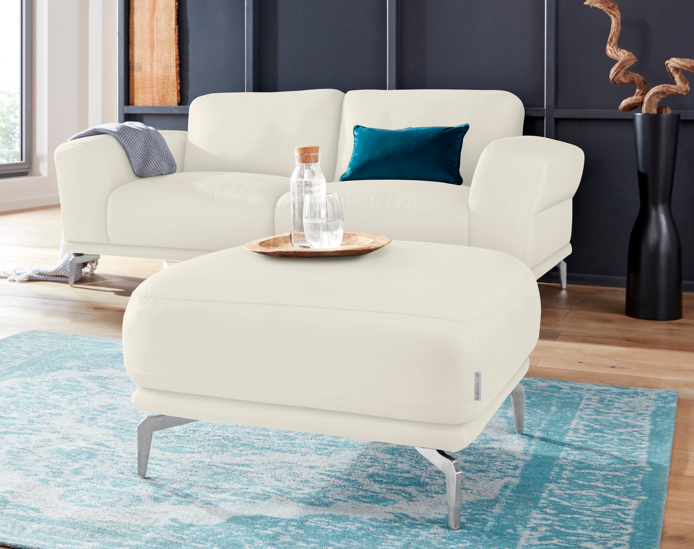 W.SCHILLIG Hocker »montanaa« mit Metallfüßen in Chrom glänzend, Breite 71 cm