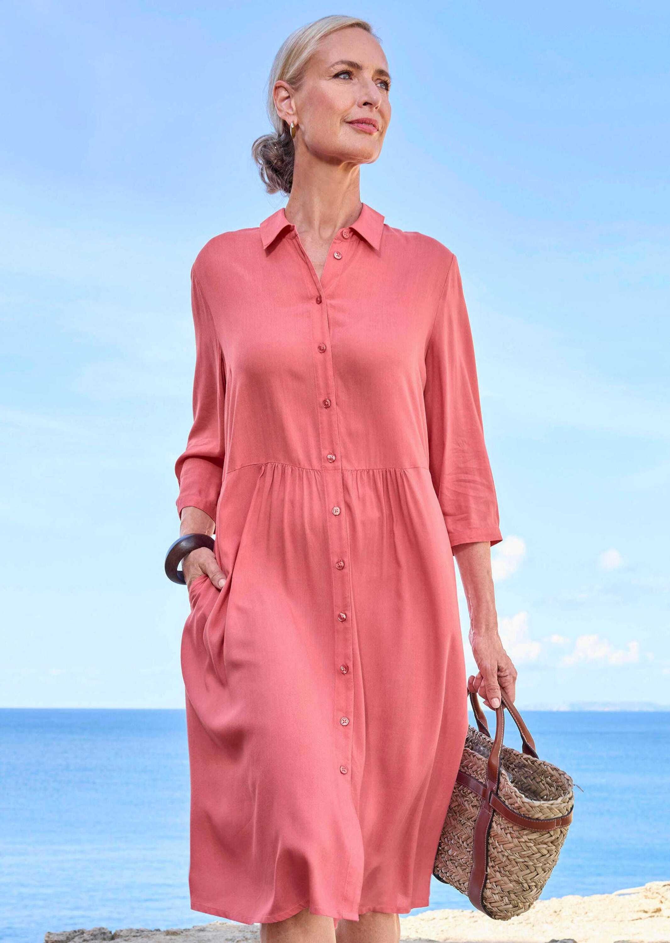 GOLDNER Sommerkleid »Luftiges Hemdkleid mit Knopfleiste, Midi«