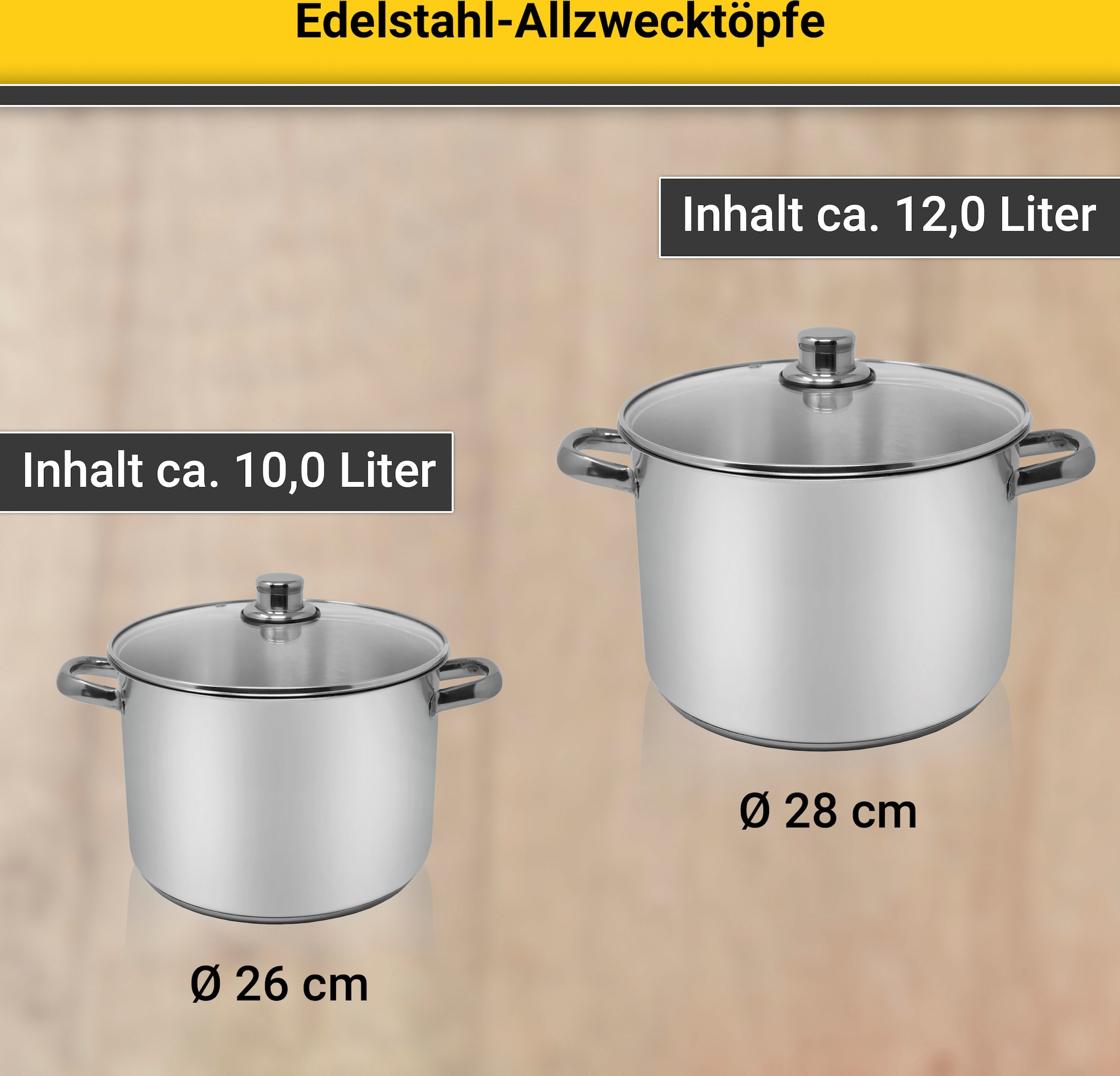 Krüger Kochtopf, Edelstahl, Edelstahl, 12 Shop im kaufen OTTO Online Liter, Induktion