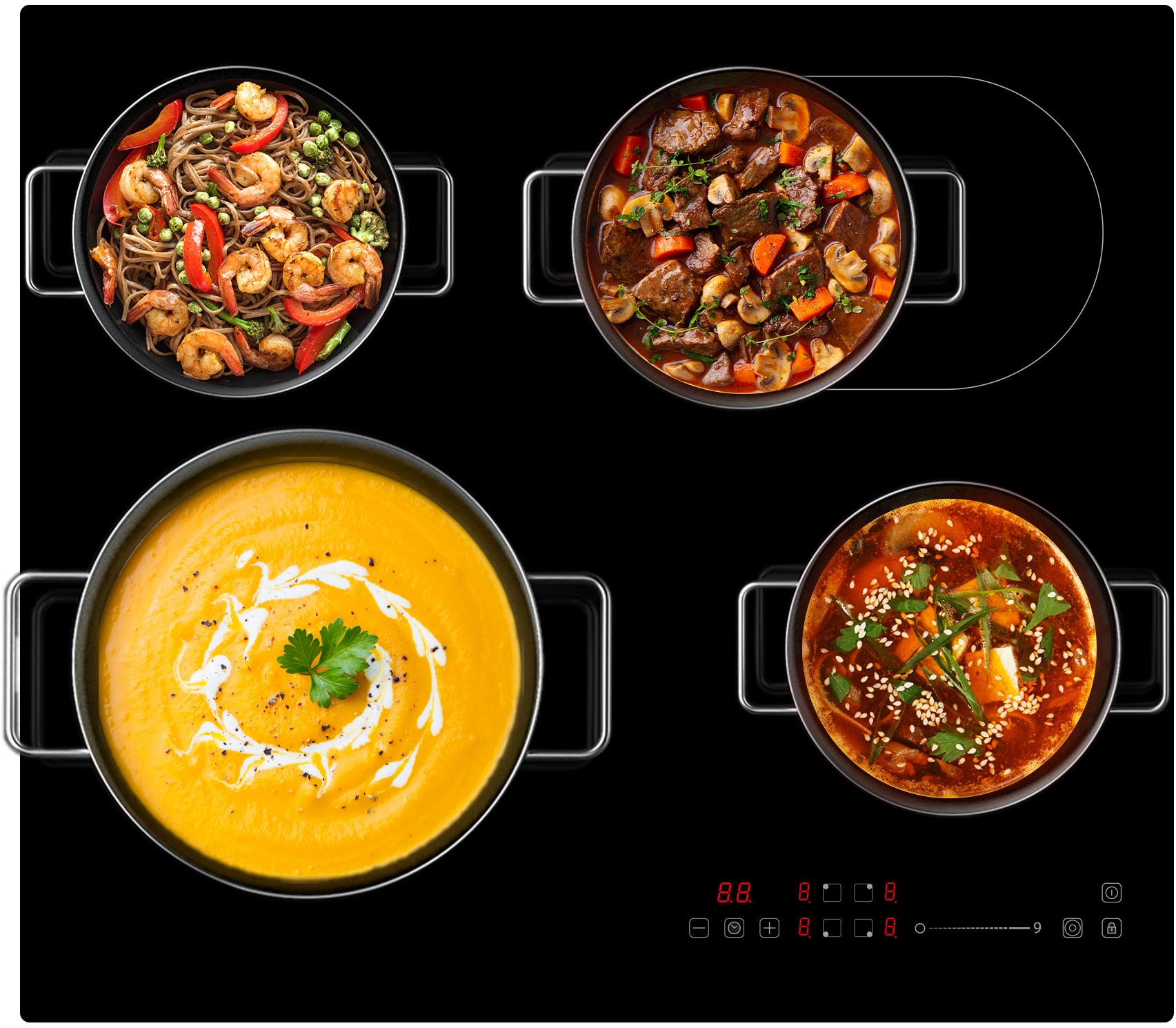 Hanseatic Elektro-Kochfeld »HC66072TS« Zweikreis und Bräterzone - für flexibles Kochen