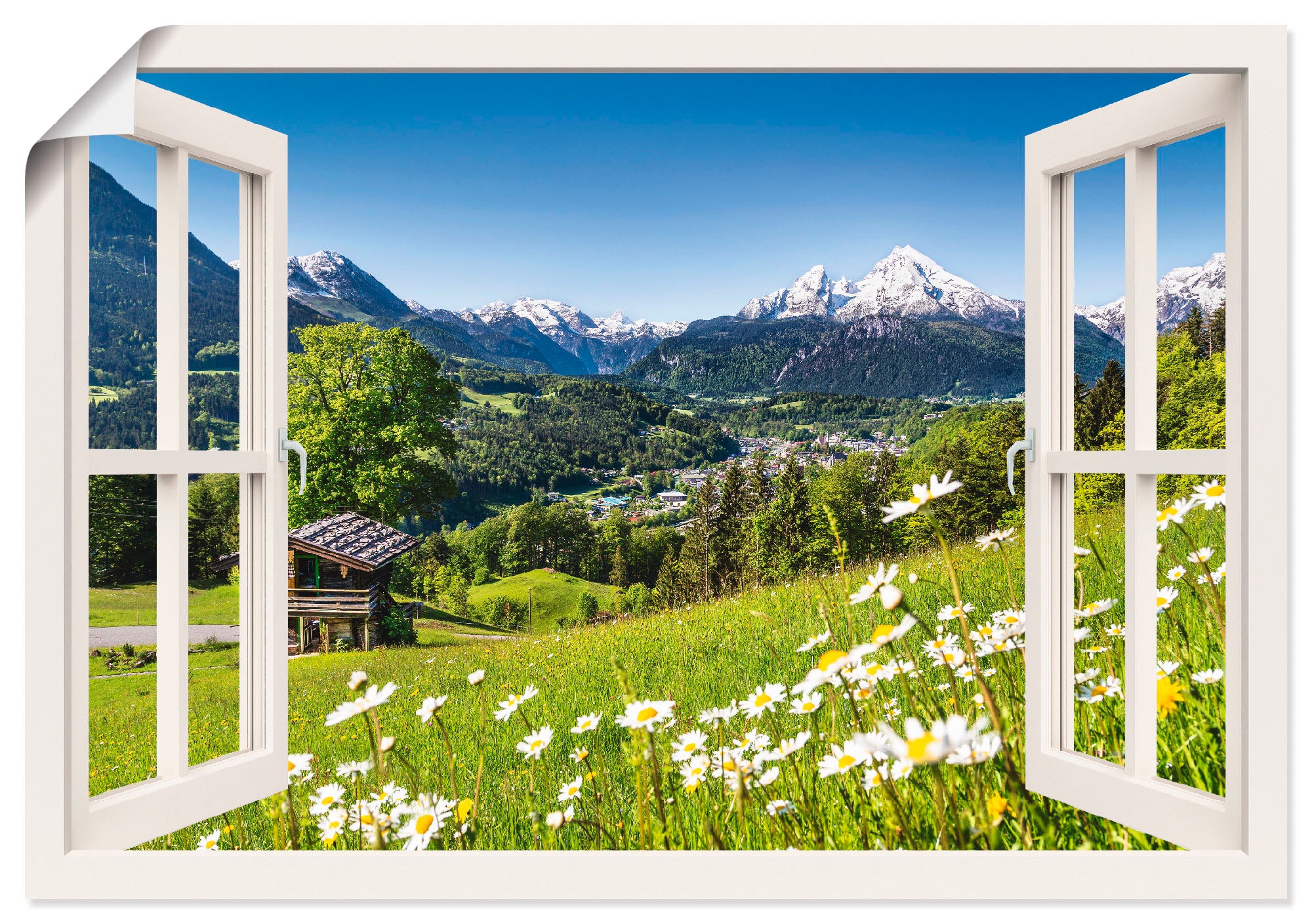 Artland Wandbild »Fensterblick Bayerischen Alpen«, Berge, (1 St.), als Alubild,... kaufen