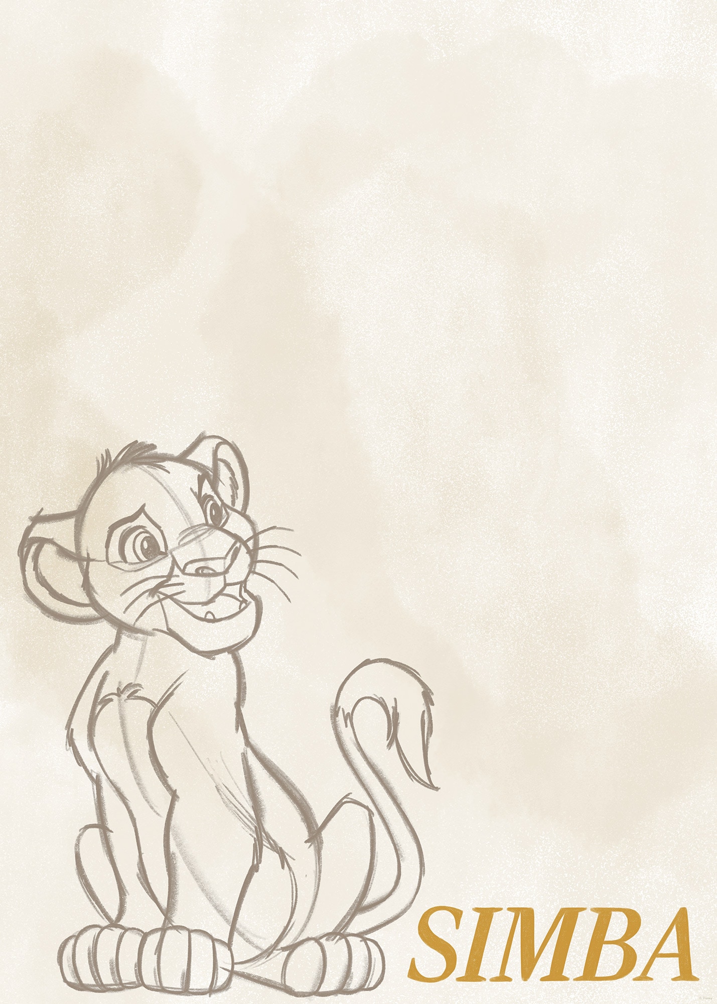 Komar Wandbild »Disney The Lion King Simba Sketch«, Disney, (Set, 1 St.), 50 x 70 cm (Breite x Höhe) - Kinderzimmer, Dekoration