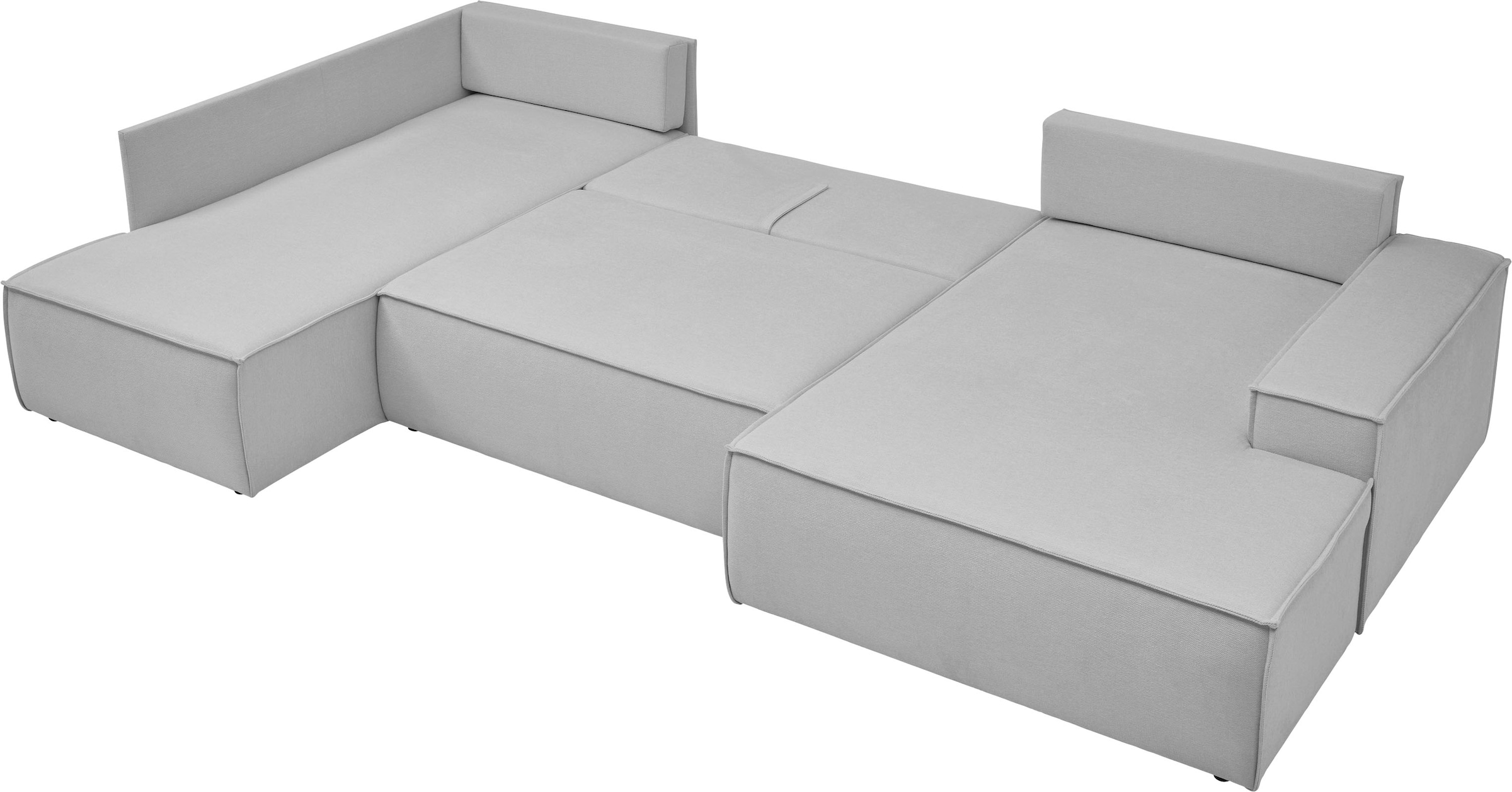 andas Wohnlandschaft »FINNLEY, U-Form XXL 329 cm, Schlafsofa, Schlaffunktion m. Bettkasten« verfügbar in den Stoffqualitäten Bouclé, Struktur fein und Mega Cord