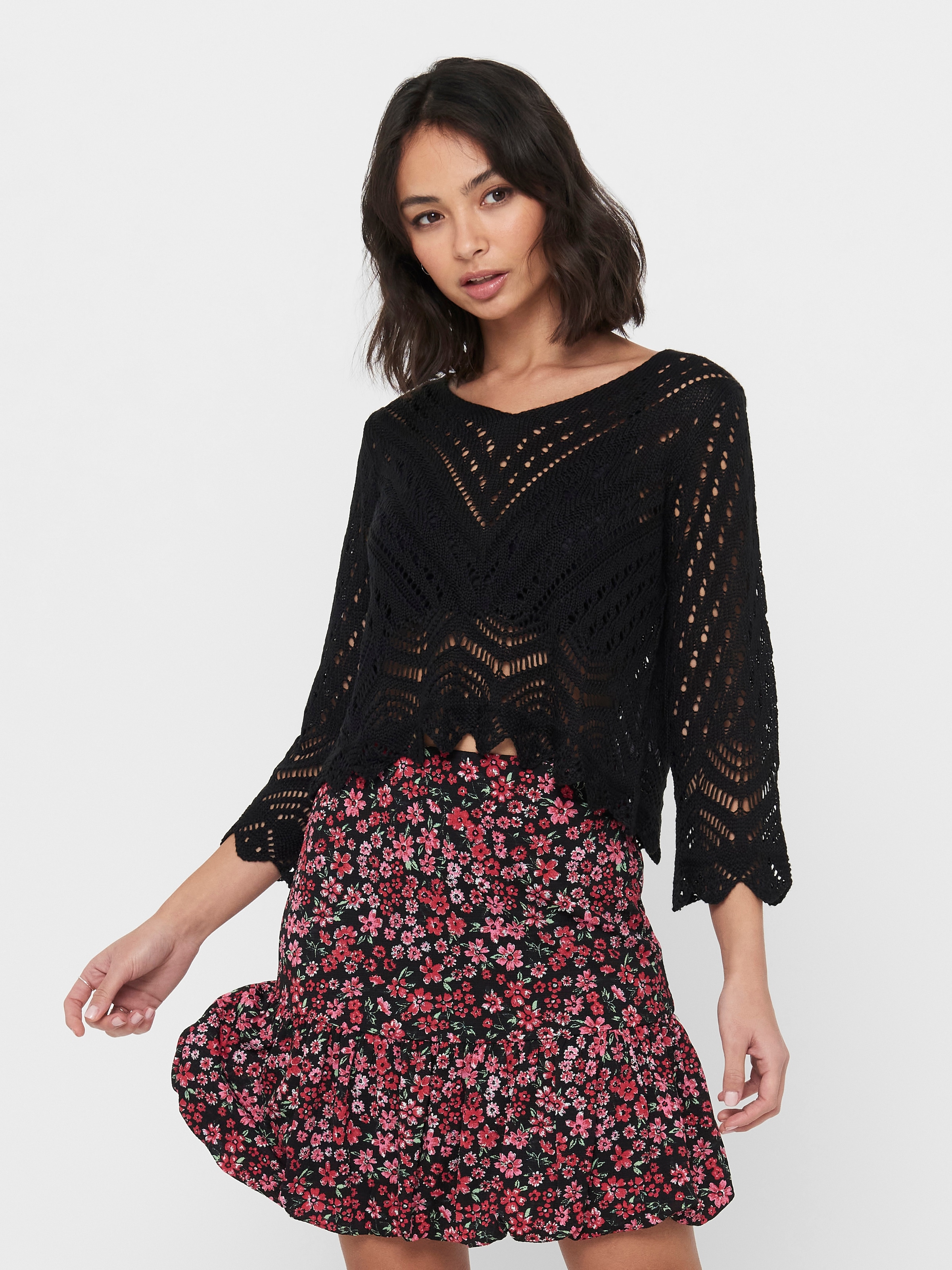 JDY Strickpullover »JDYNEW SUN 3/4 CROPPED PULLOVER KNT NOOS«