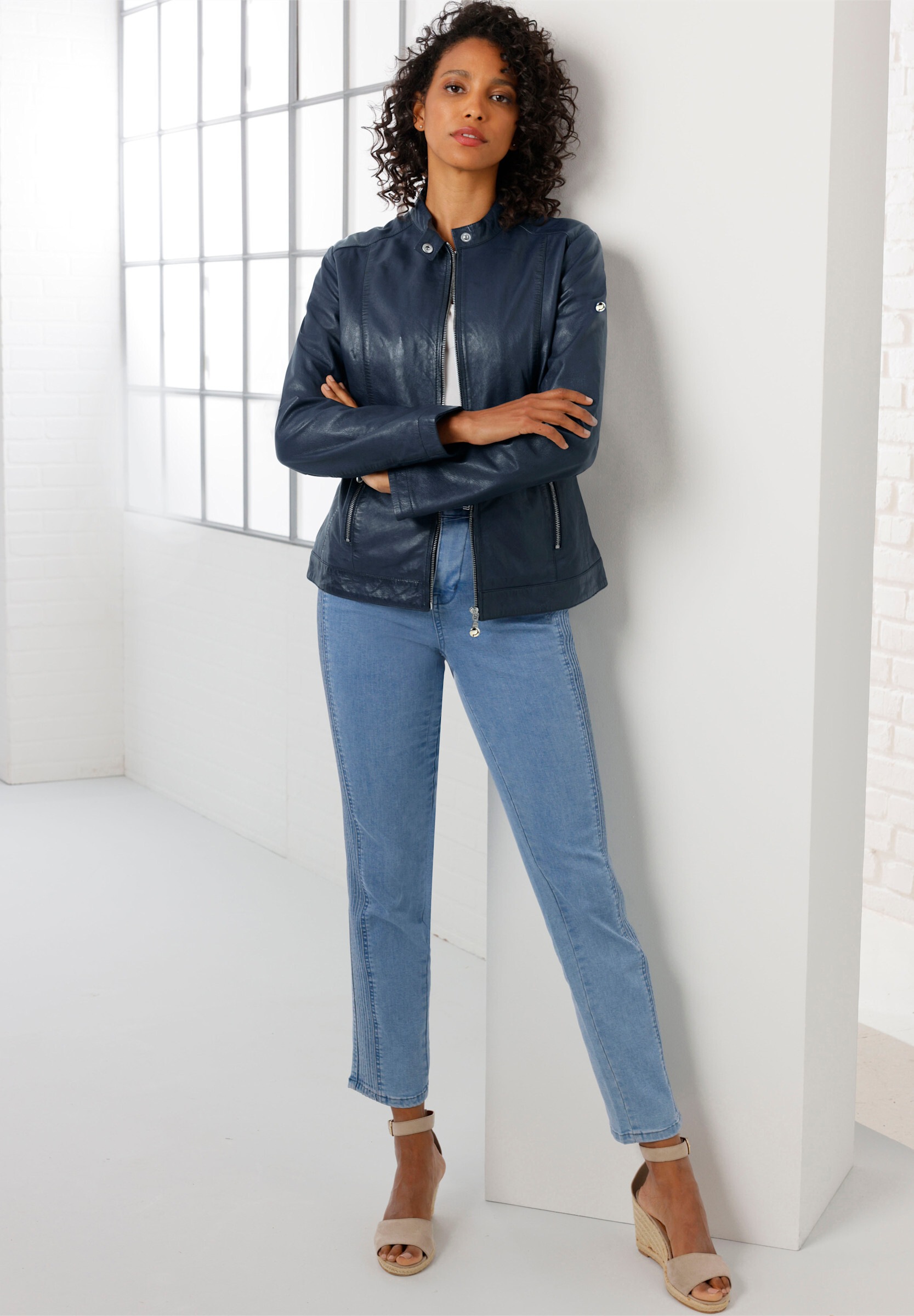 creation L Bequeme Jeans »Edel-Jeans Stretch-Jeans mit seitlichen Biesen«