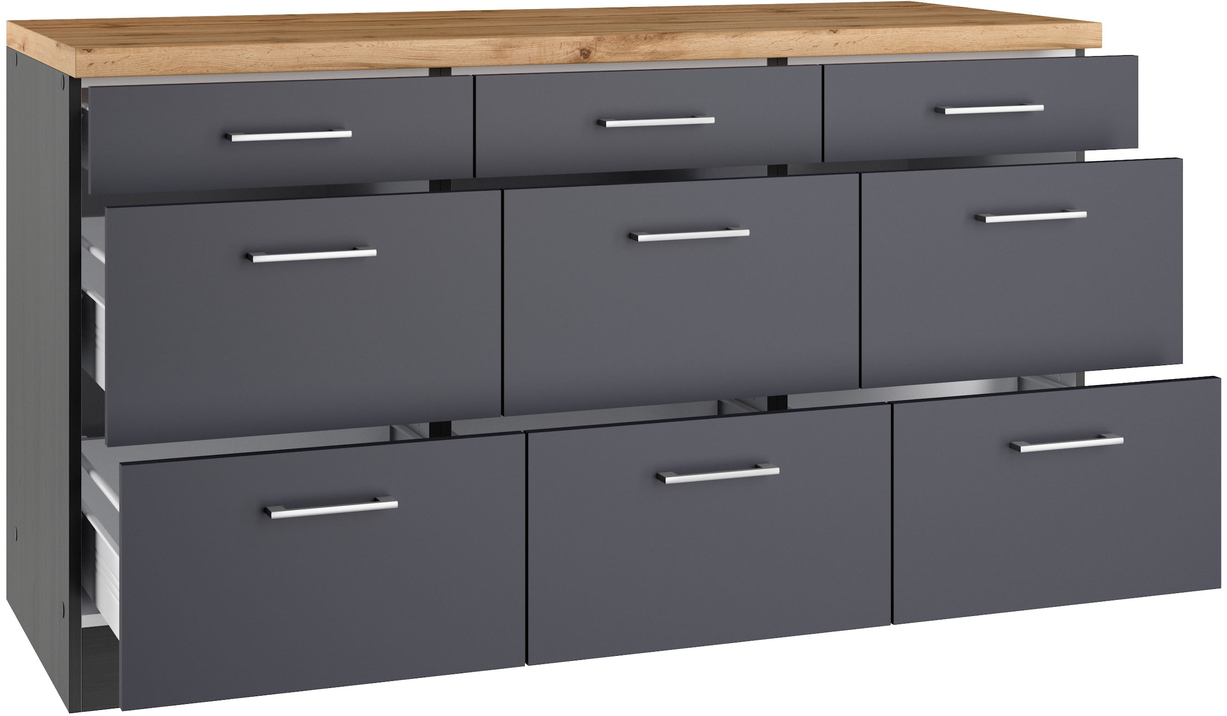 KOCHSTATION Unterschrank »KS-Milan« Auszugschrank 150 cm, matte oder hochglänzende Fronten