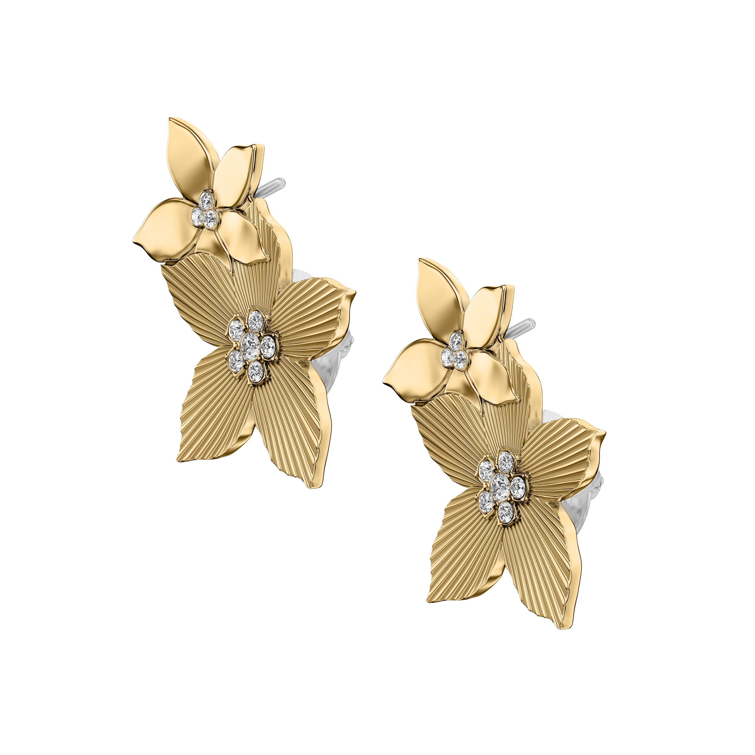Fossil Paar Ohrstecker »Schmuck Geschenk Edelstahl Ohrringe Blume Sutton« mit Glasstein