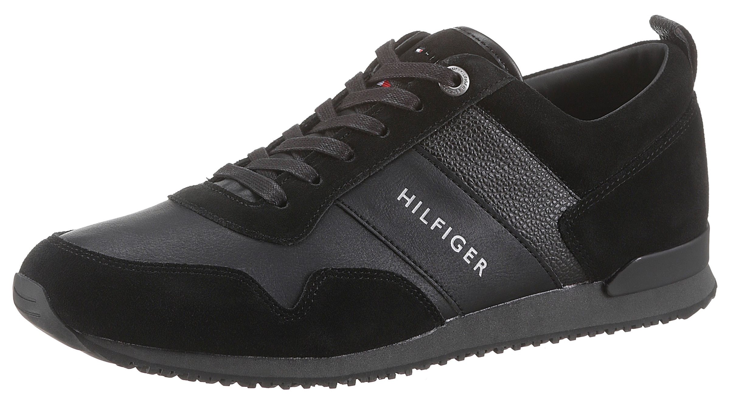 Tommy Hilfiger Sneaker »ICONIC LEATHER SUEDE MIX RUNNER«, im Materialmix, Freizeitschuh, Halbschuh, Schnürschuh