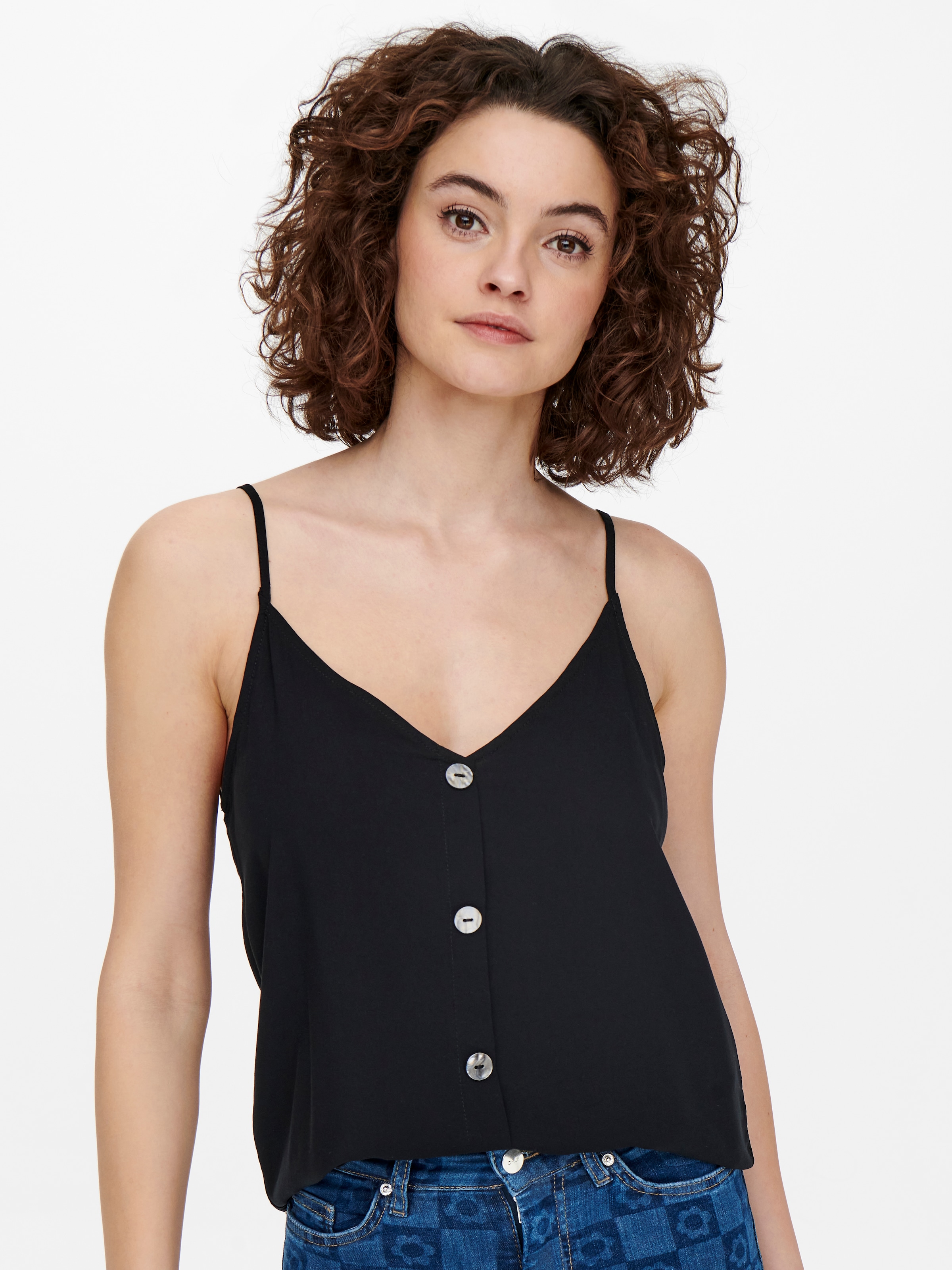 ONLY Trägertop »ONLNELLY LIFE BUTTON SINGLET SOLID NOOS«