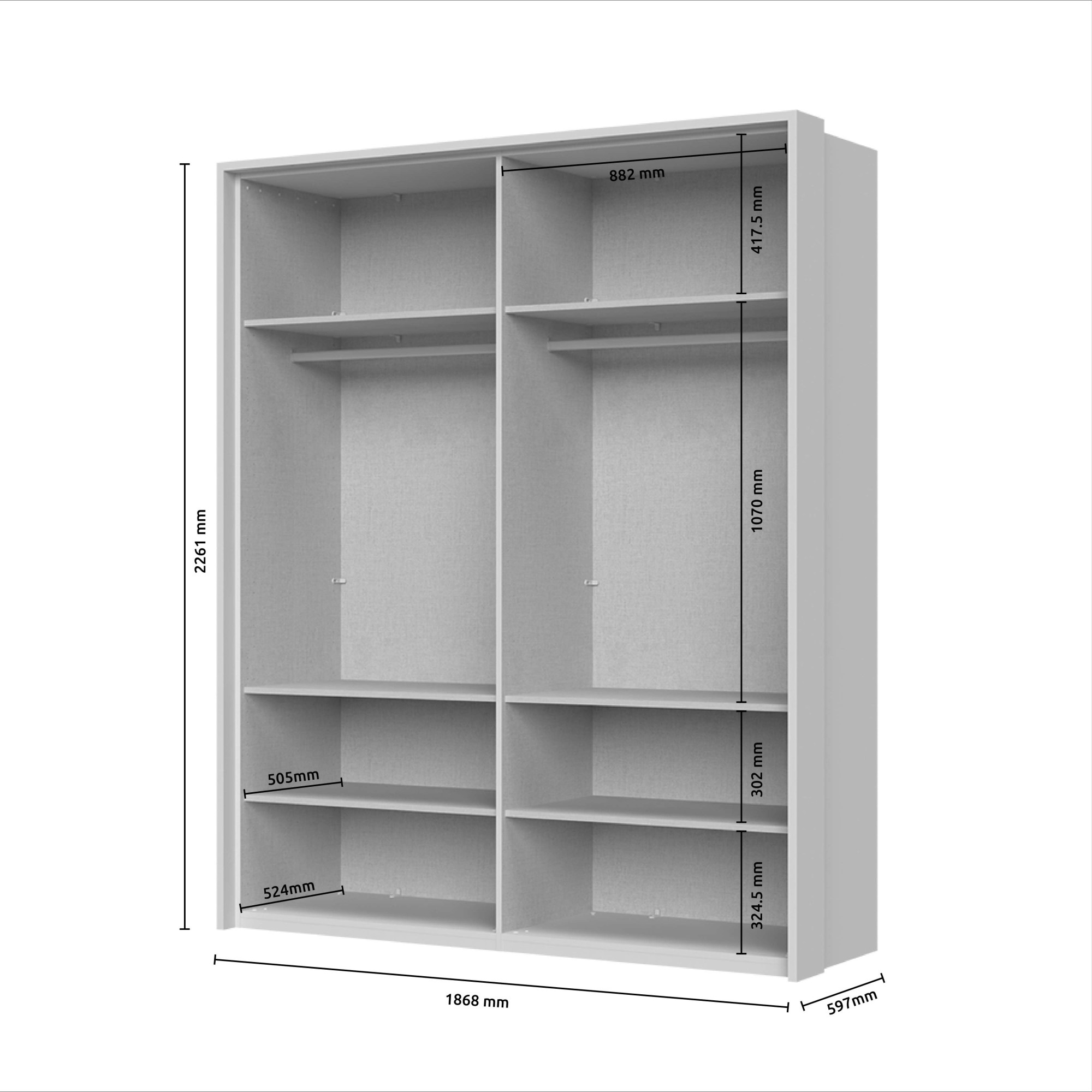 Places of Style Drehtürenschrank »Opera Parsol-Glastüren, LED-Glasbodenbeleuchtung, mit und ohne Kranz«, Glastüren, UV-Lack, LED-Innenbeleuchtung, Soft-Close-Funktion