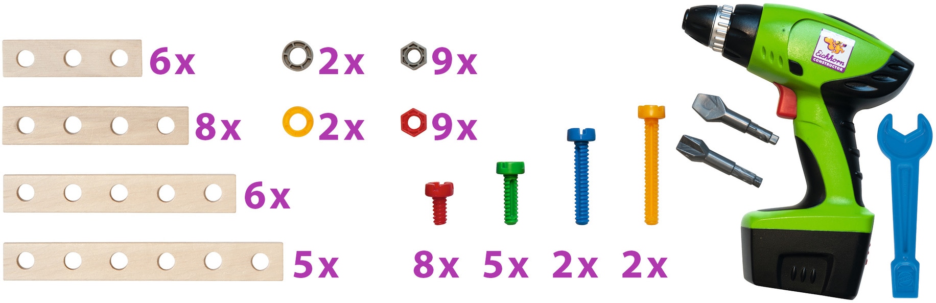 Eichhorn Konstruktionsspielsteine »Constructor Werkzeugbox«, (70 St.), Made in Germany, FSC®- schützt Wald - weltweit