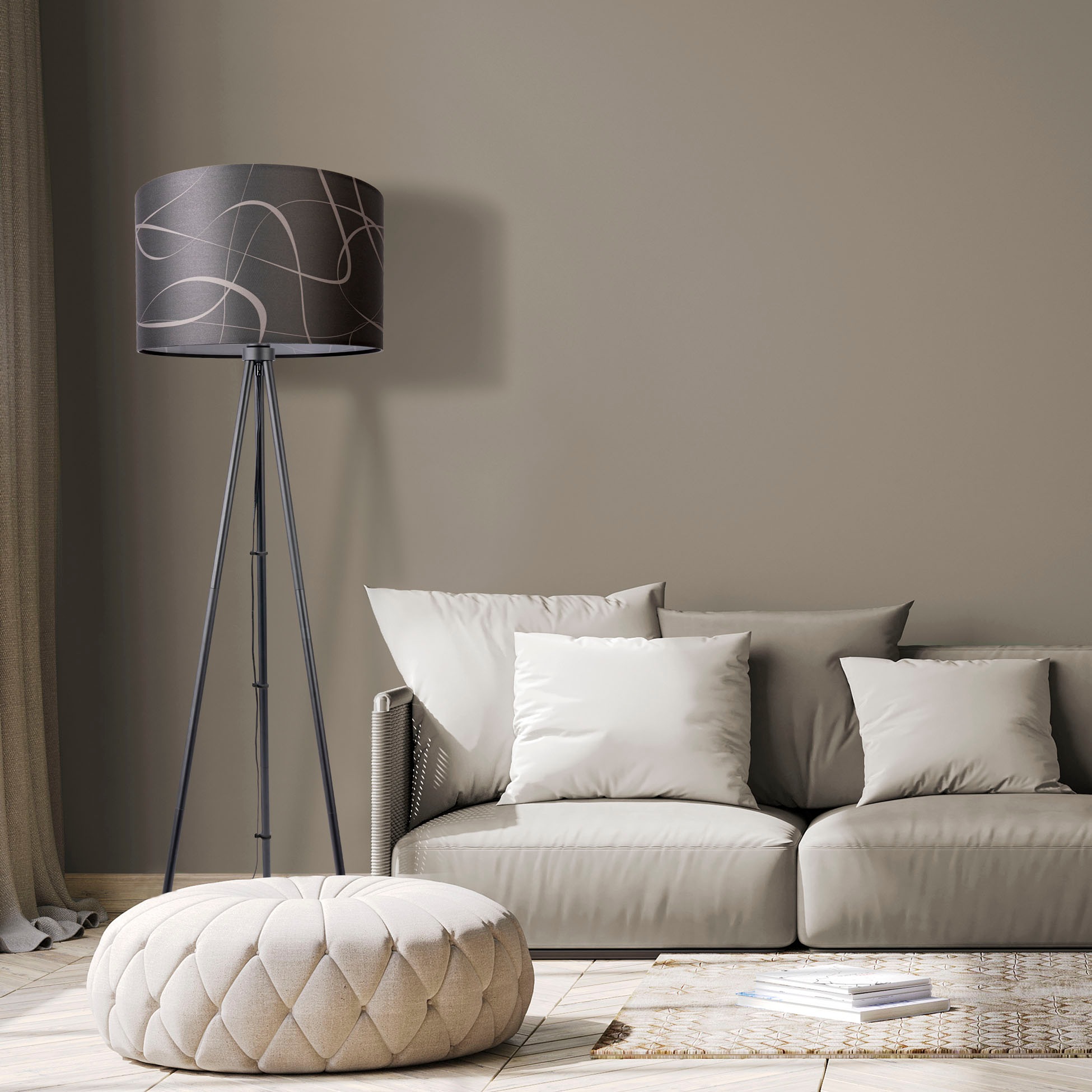 Paco Home Stehlampe »Trina Tribal«, Leuchtmittel E27 | ohne Leuchtmittel, Stehlampe Dreibein Mit Lampenschirm Stoff Stativ Modern Vintage Uni