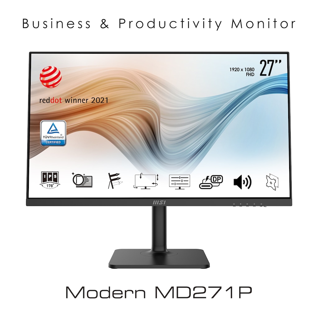 MSI LED-Monitor »Modern MD271P«, 69 cm/27 Zoll, 1920 x 1080 px, Full HD, 5 ms Reaktionszeit, 75 Hz