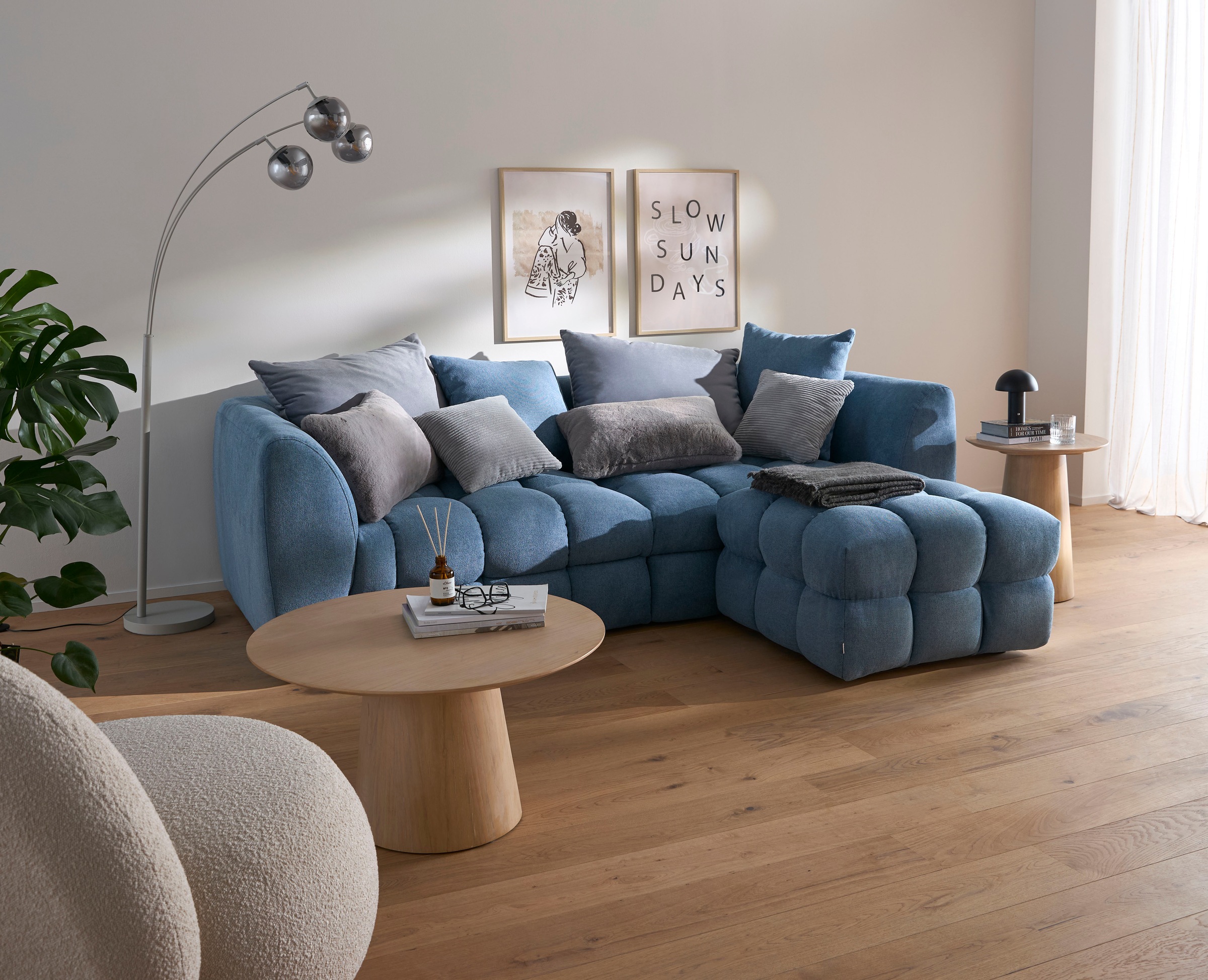 s.Oliver Polsterhocker »COBBO Sitzhocker Bubble-Optik, Maße B/T/H: 80/80/48 cm« passend zum Sofa, moderne Steppung und hoher Sitzkomfort