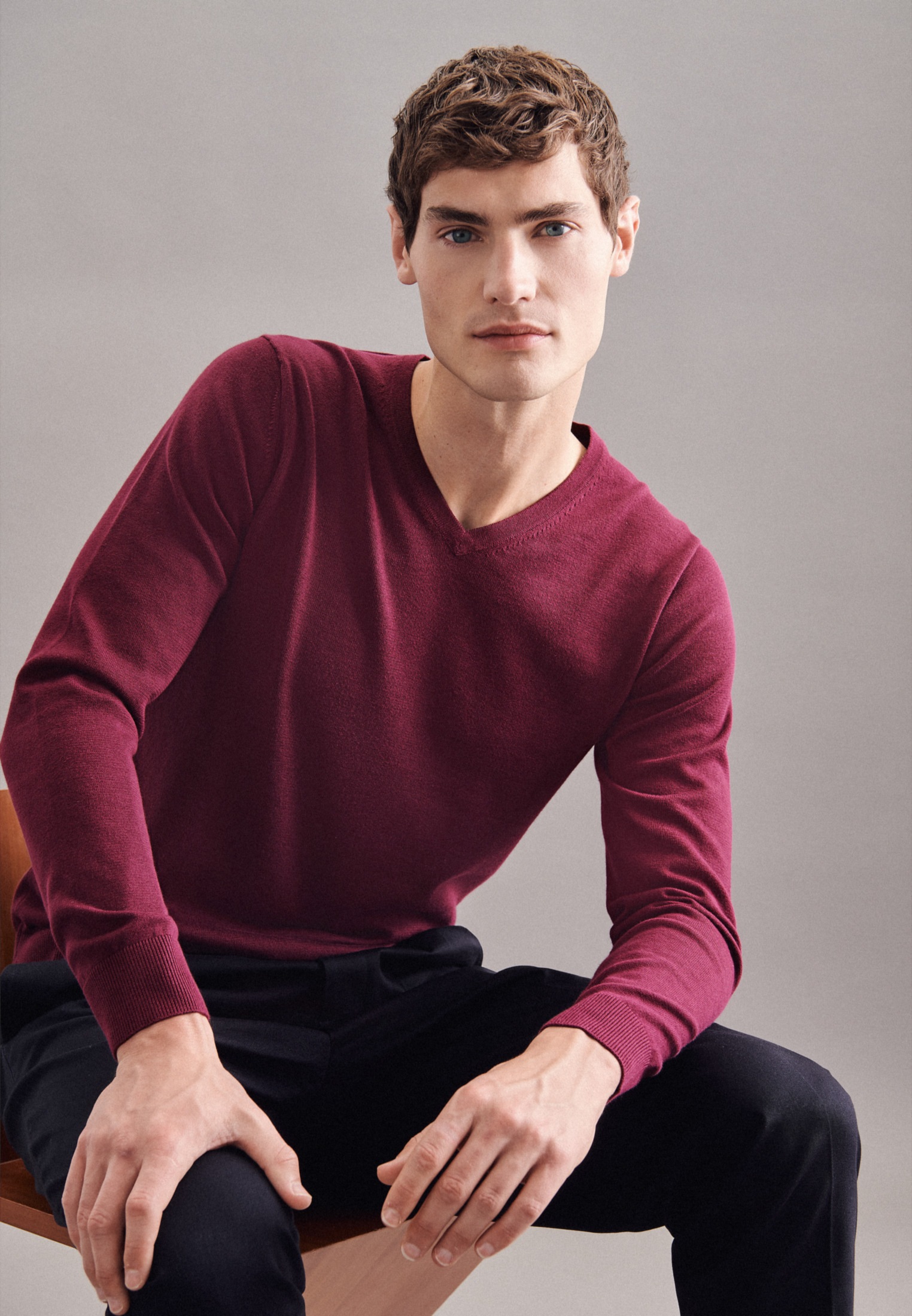 seidensticker Strickpullover »Schwarze Rose«, Langarm V-Neck Uni