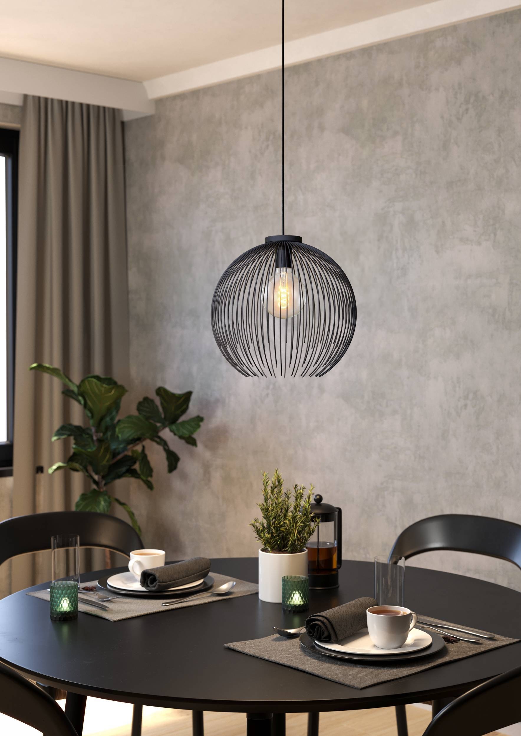 EGLO Hängeleuchte »Venezuela Hängelampe, Pendelleuchte, Esszimmerlampe, Metall, E27« E27 1 Stk. Hängeleuchte - H110 x Ø40 cm - schwarz - 1X40W exkl.