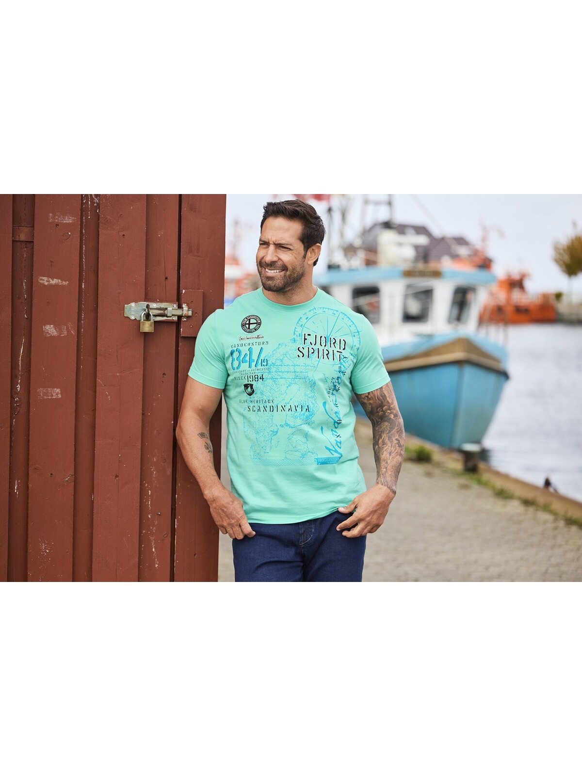 Jan Vanderstorm Rundhalsshirt »T-Shirt DOMINIK«, (1 tlg.), mit Saumschlitzen