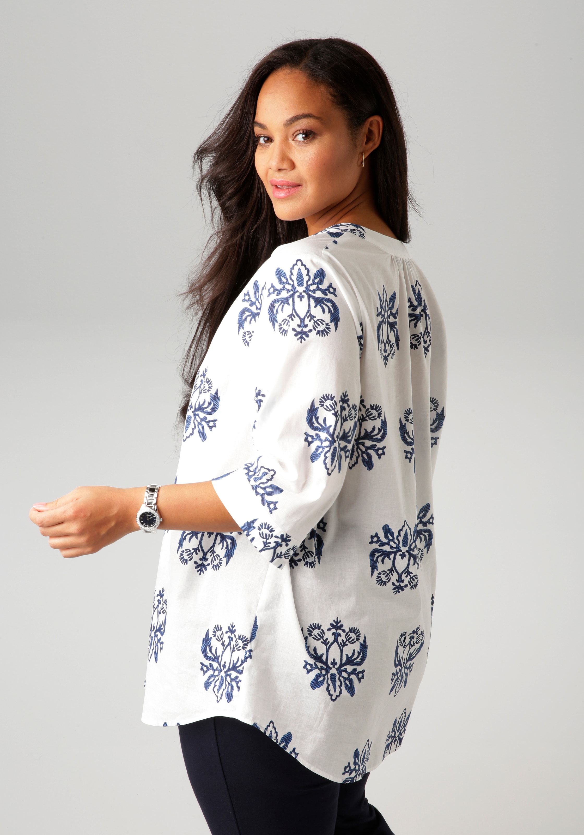 Aniston PLUS Longbluse, mit Ornamenten bedruckt - jedes Teil ein Unikat