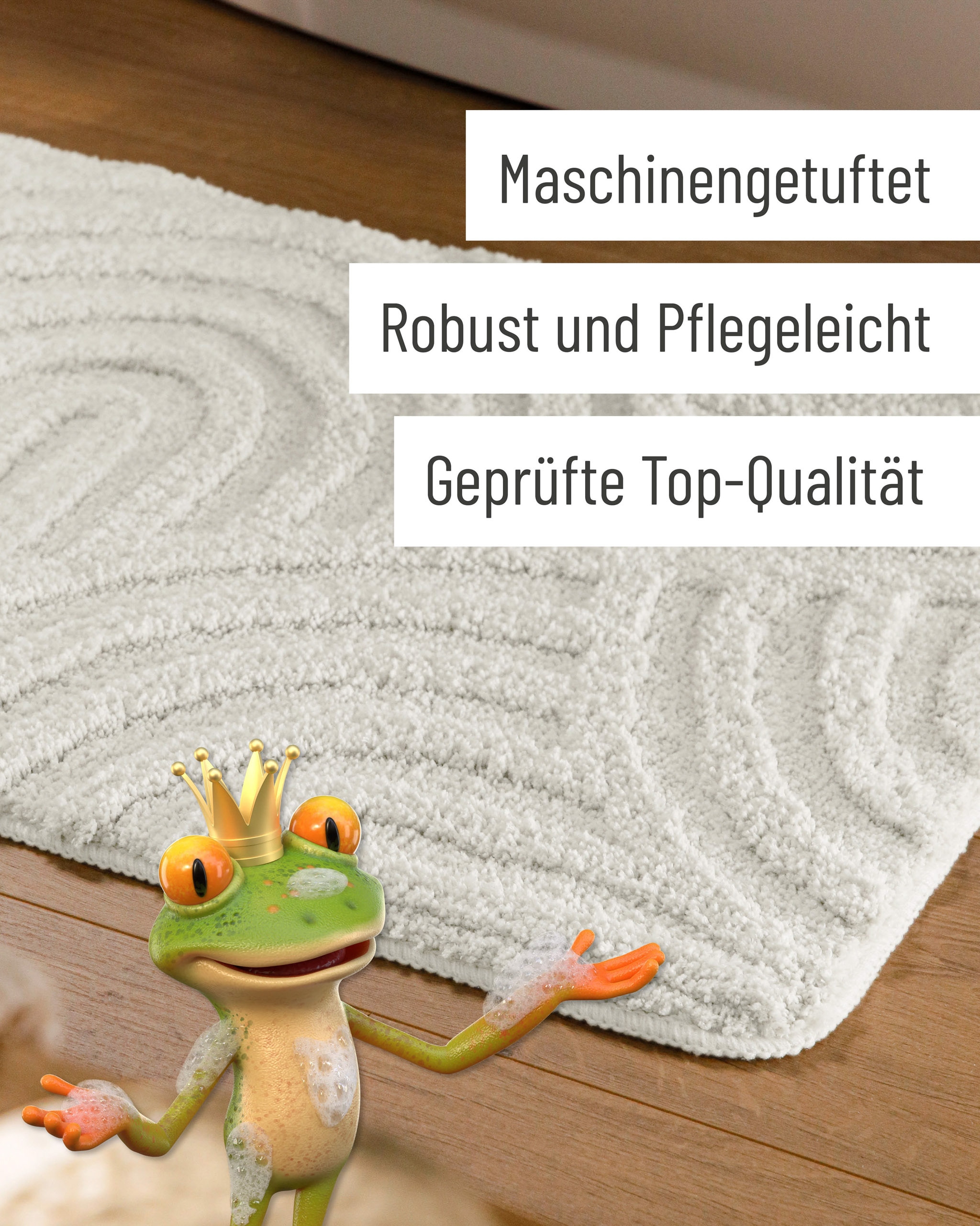 Wecon home Badematte »Fiete« Höhe 25 mm rutschhemmend beschichtet schnell trocknend Badteppich, Hoch-Tief-Effekt, weich, rutschhemmend, waschbar, getuftet