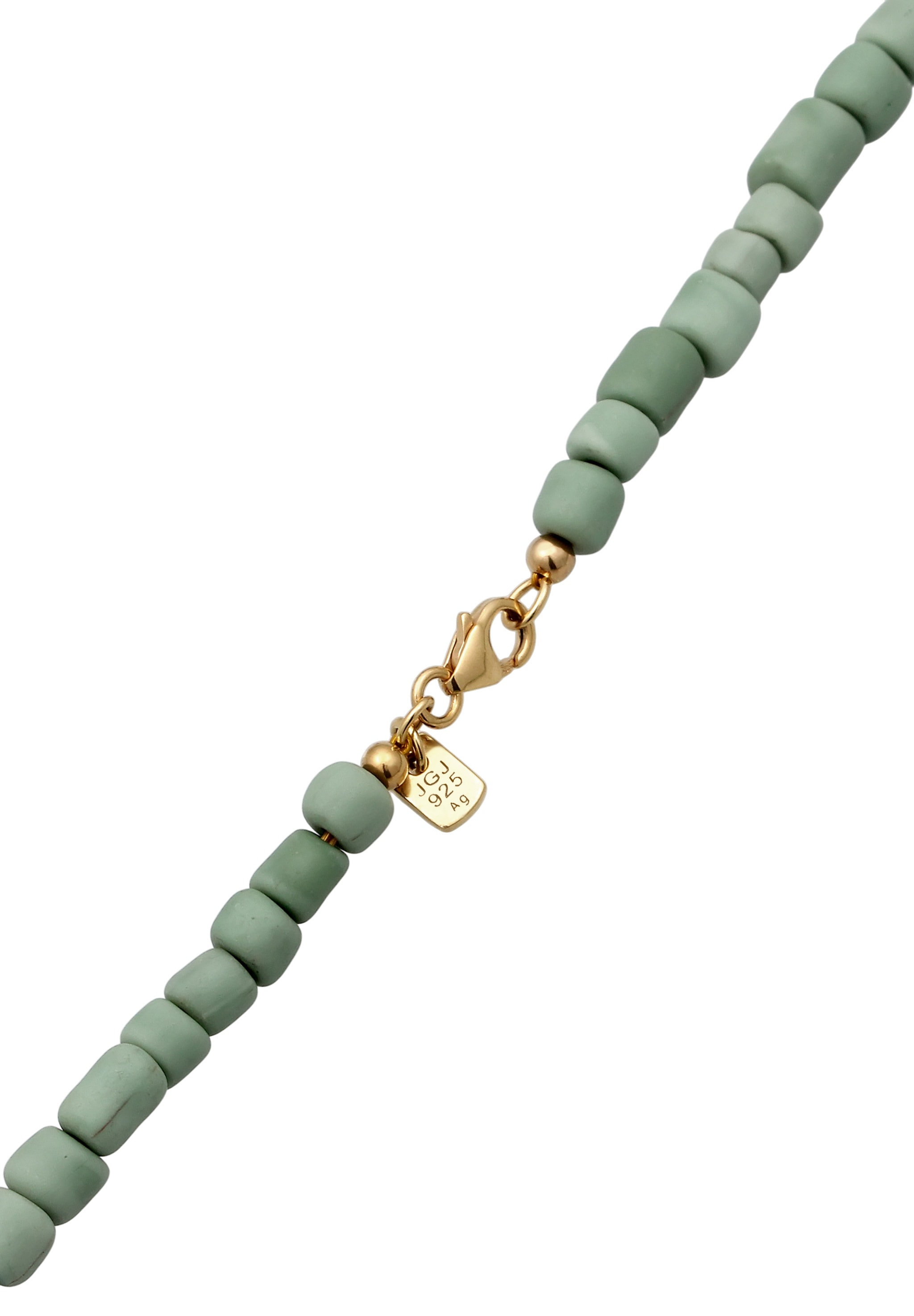 Kuzzoi Silberkette »Halskette Glas Beads Grün 925 Sterling Silber vergoldet«