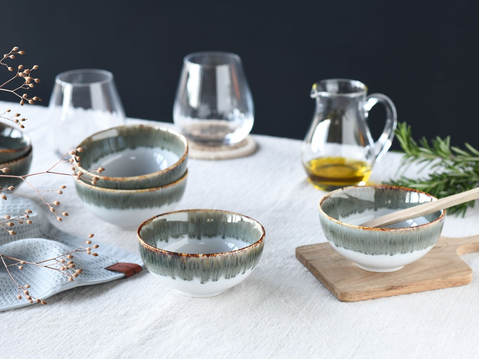 CreaTable Dipschale »Cascade, Schale 6-tlg« 6 Stk. aus Steinzeug Rekativglasur, Healthy Food